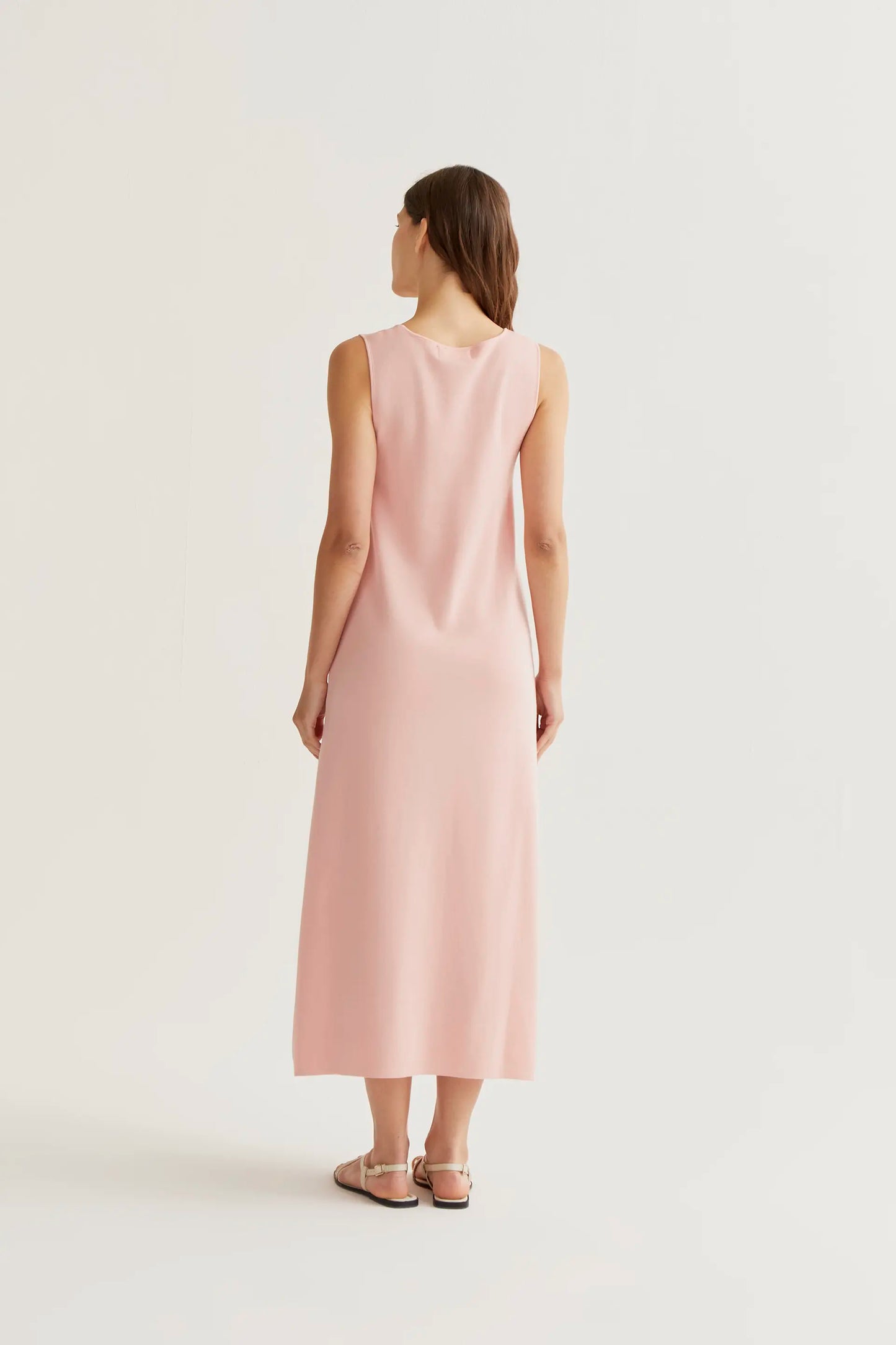 Vestido largo de punto rosa