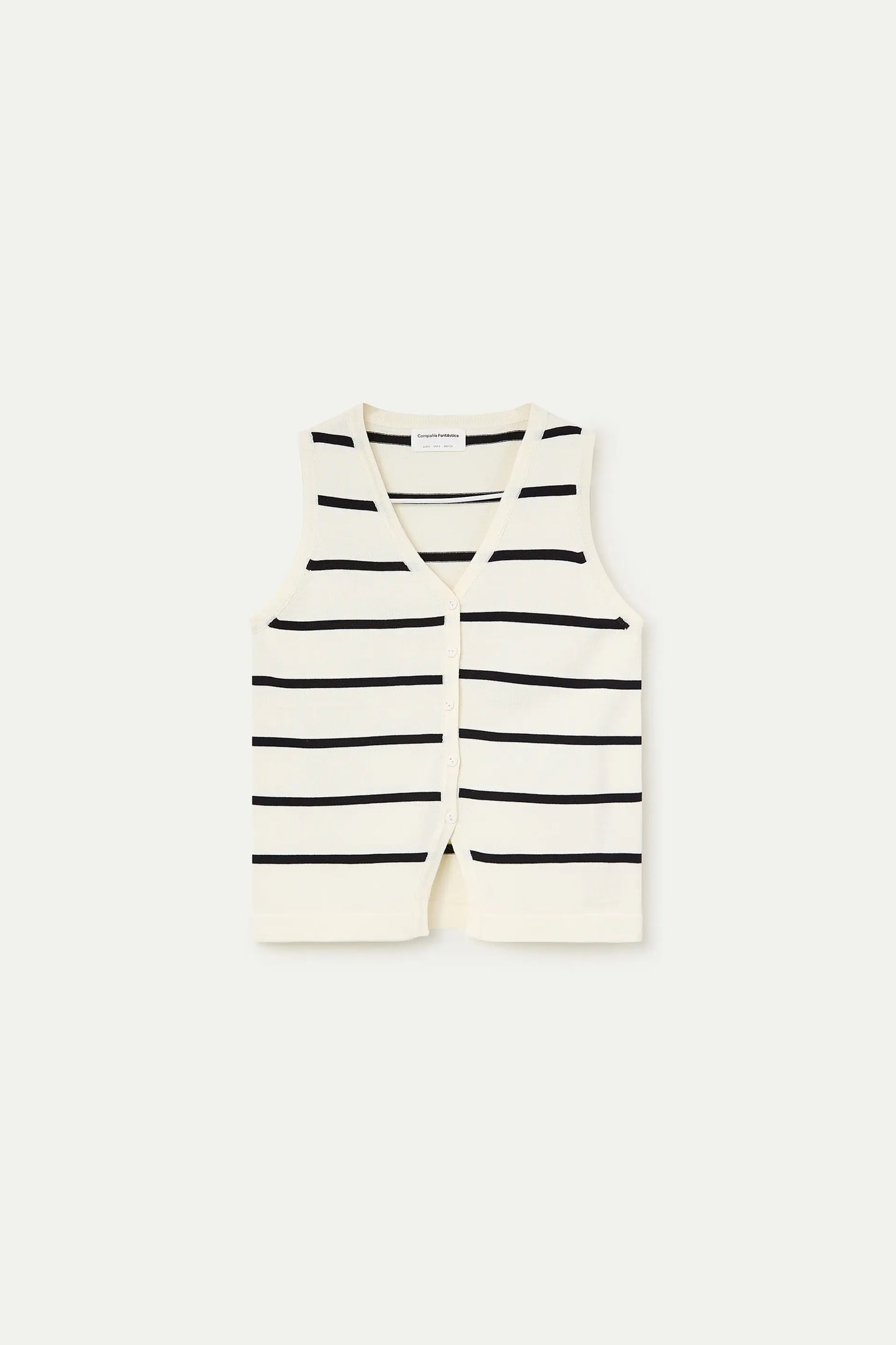 Chaleco de punto con estampado de rayas blanco y negro