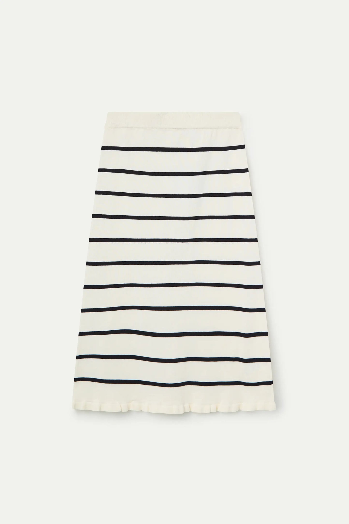 Falda midi  de punto con estampado de rayas blanco y negro