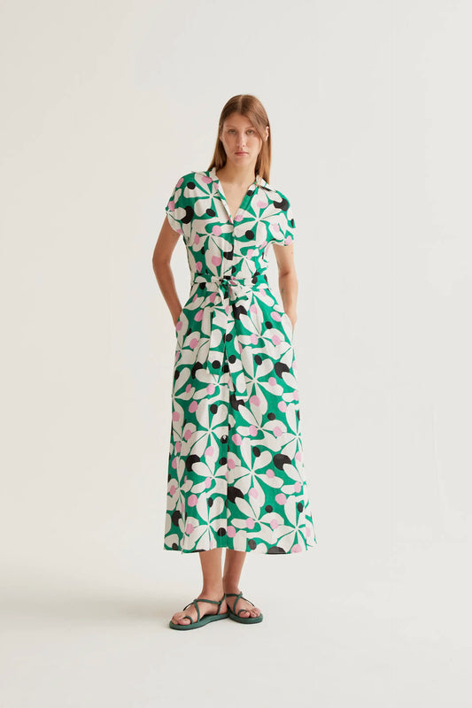 Vestido largo con estampado Hosta