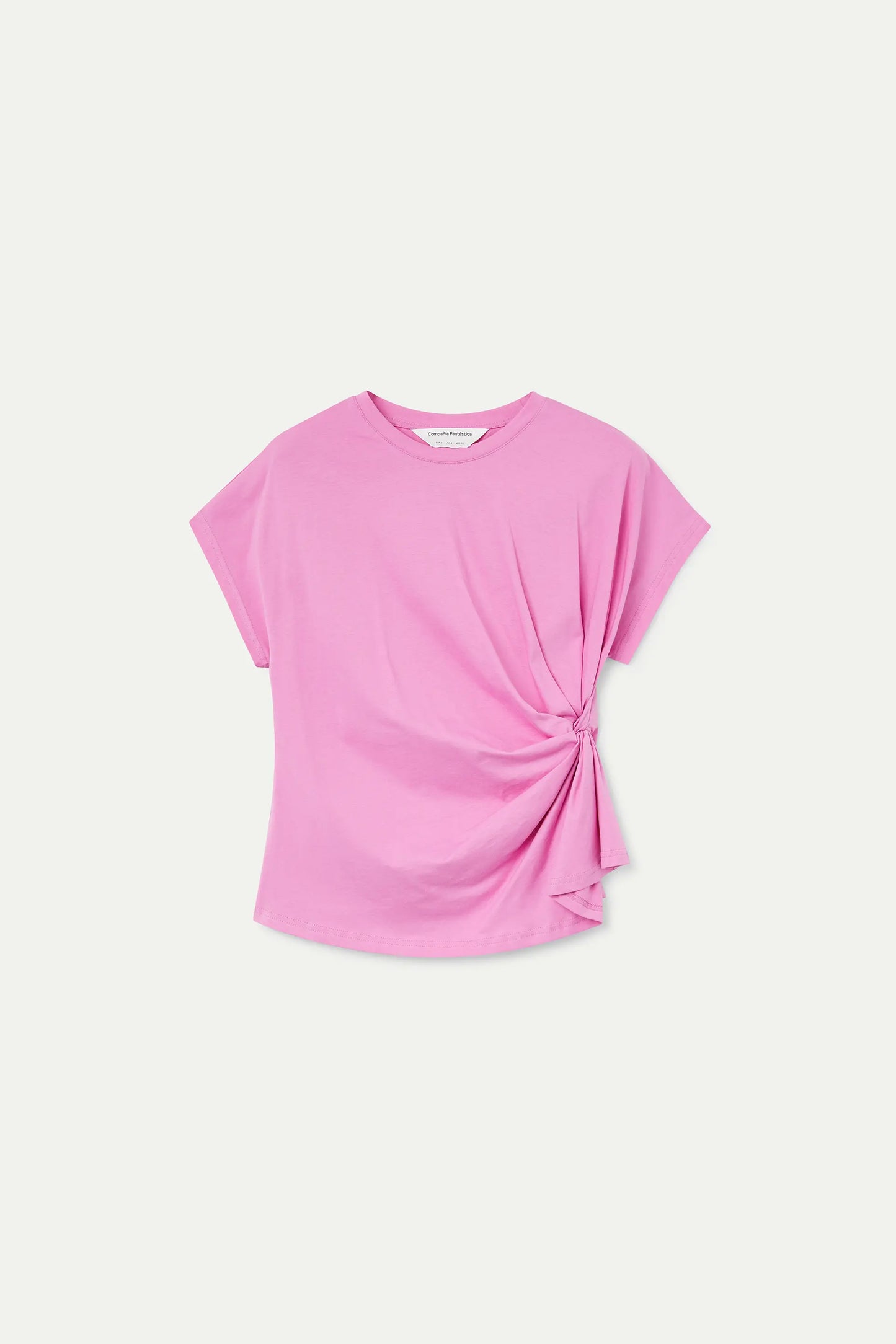 Camiseta 100% algodón rosa con nudo lateral