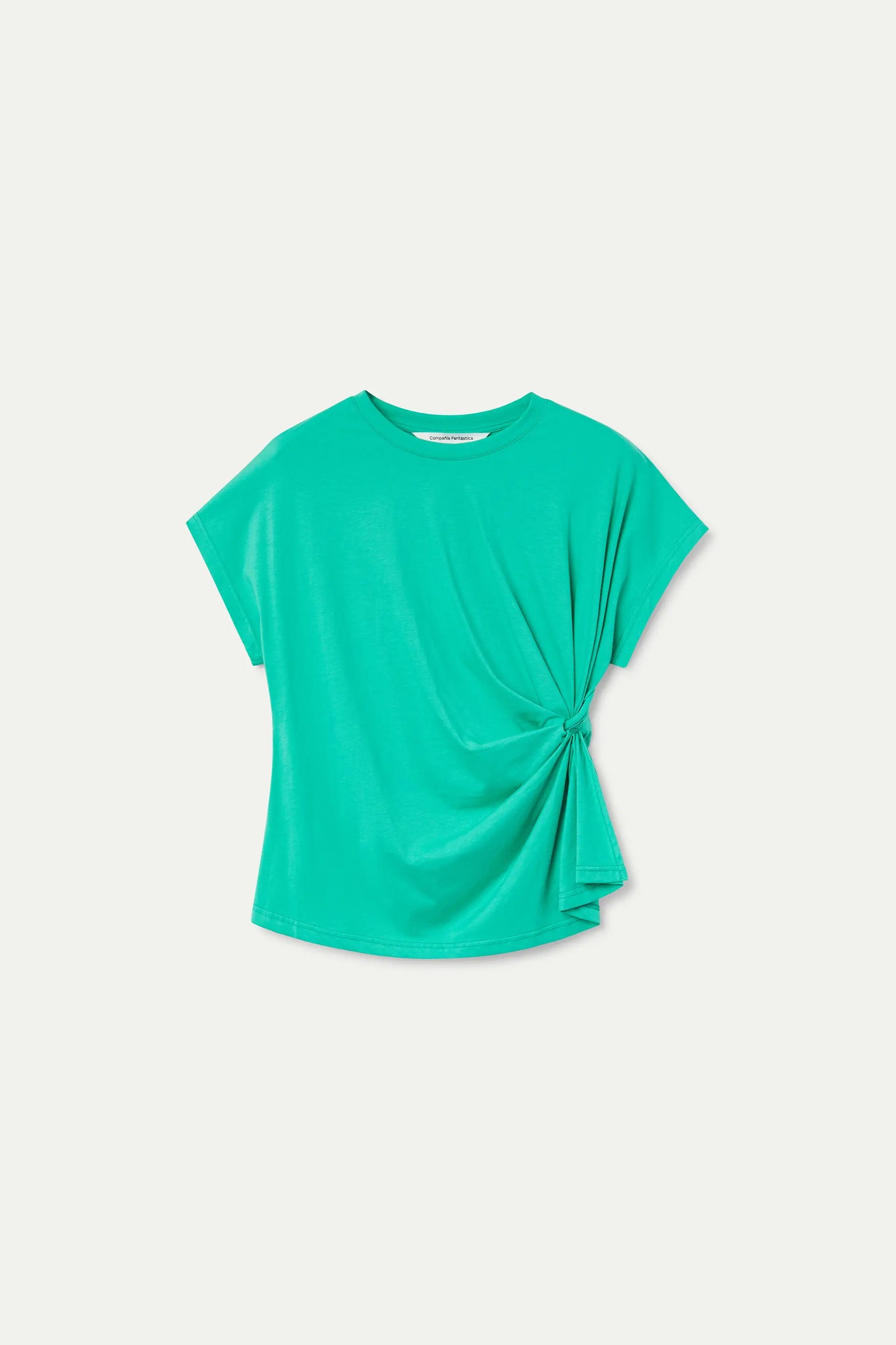 Maglietta verde 100% cotone con nodo laterale
