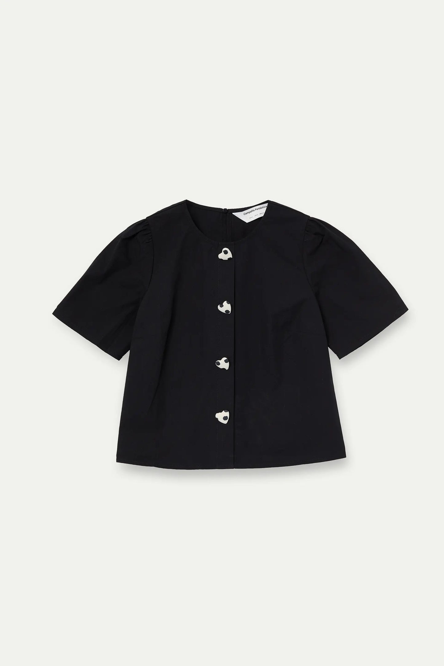 100% cotton top with heart buttons