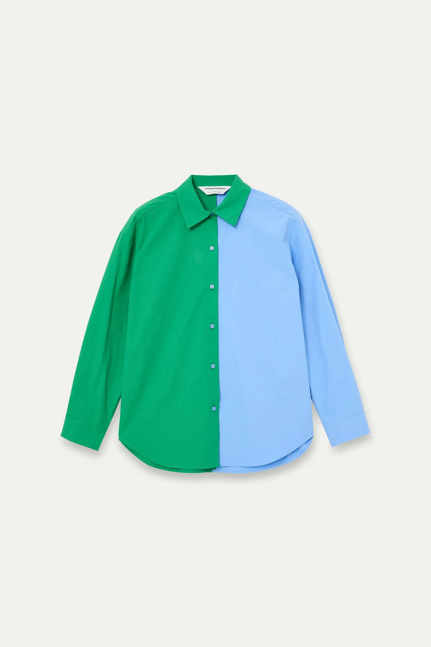 Two-tone green and blue 100% cotton shirt