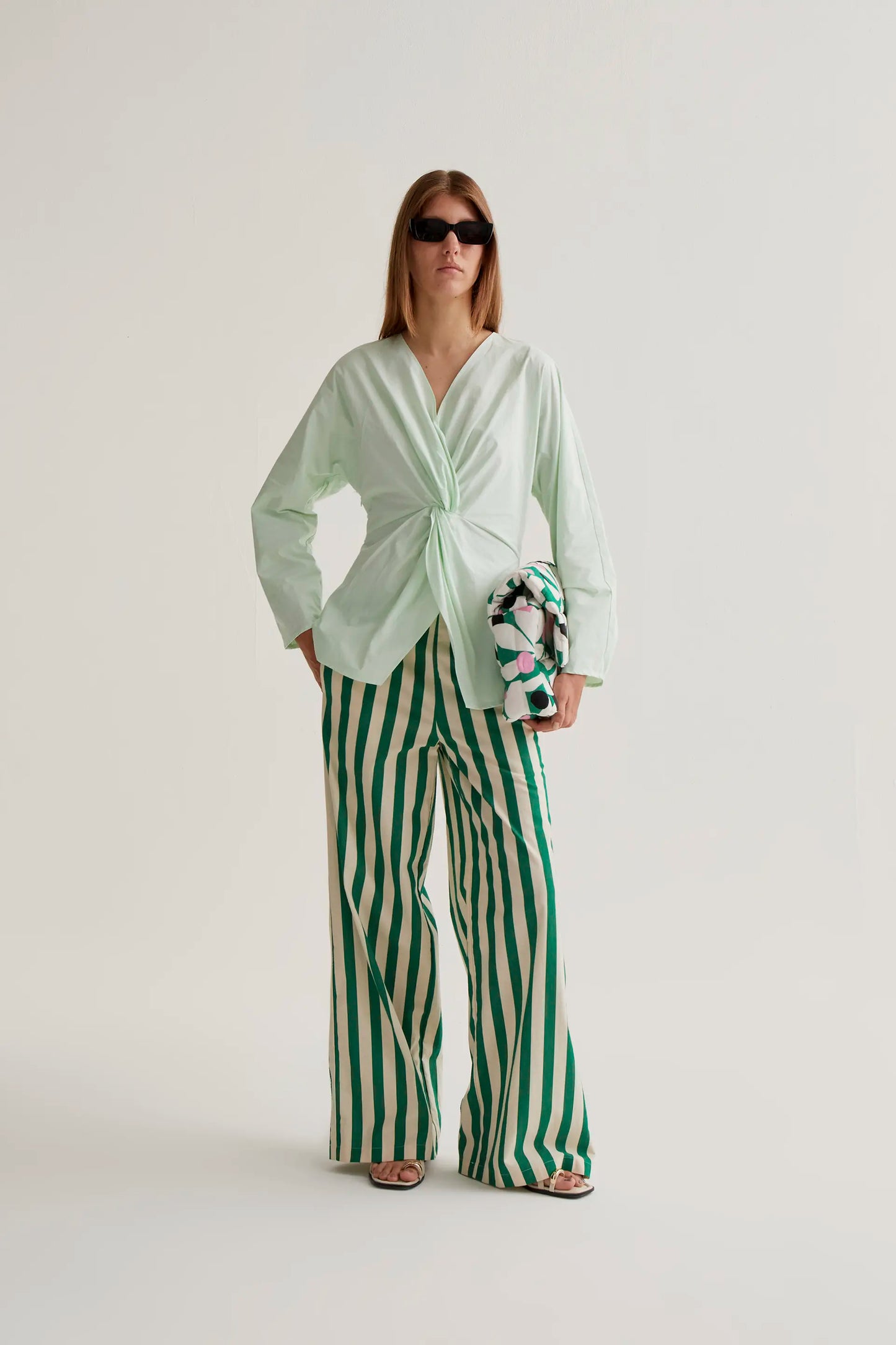Top drappeggiato verde