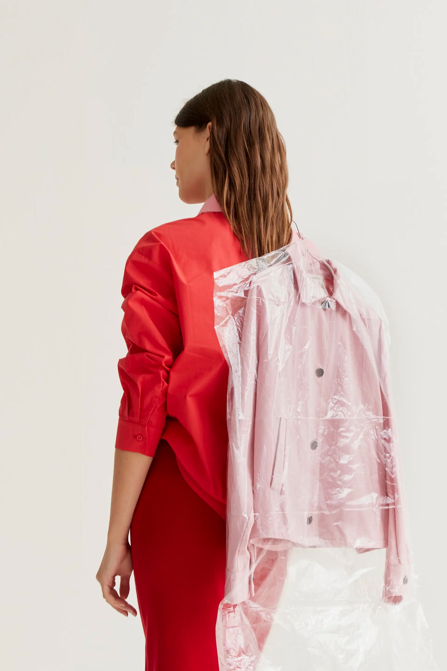 Camisa 100% algodón bicolor rosa y rojo
