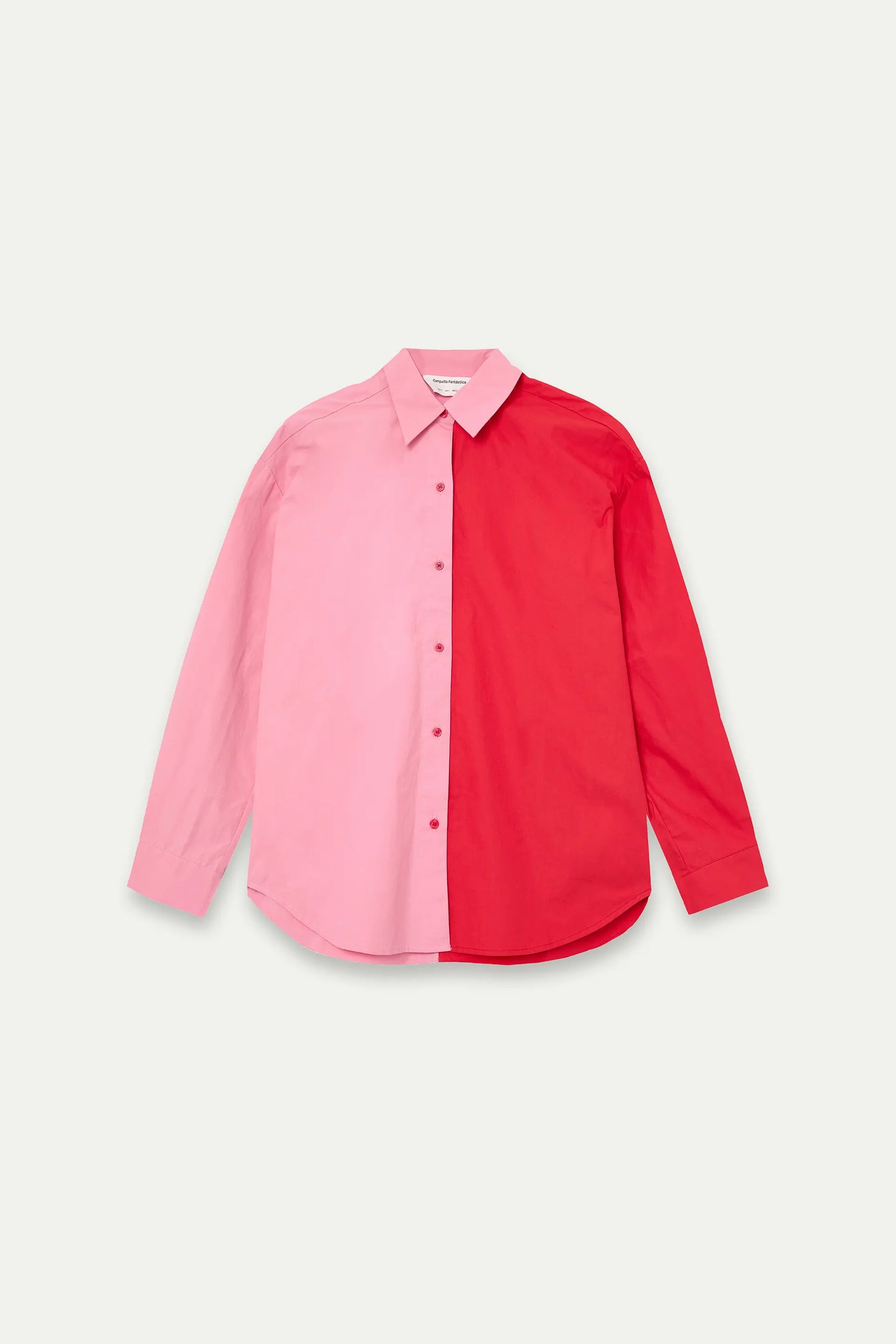 Camisa 100% algodón bicolor rosa y rojo