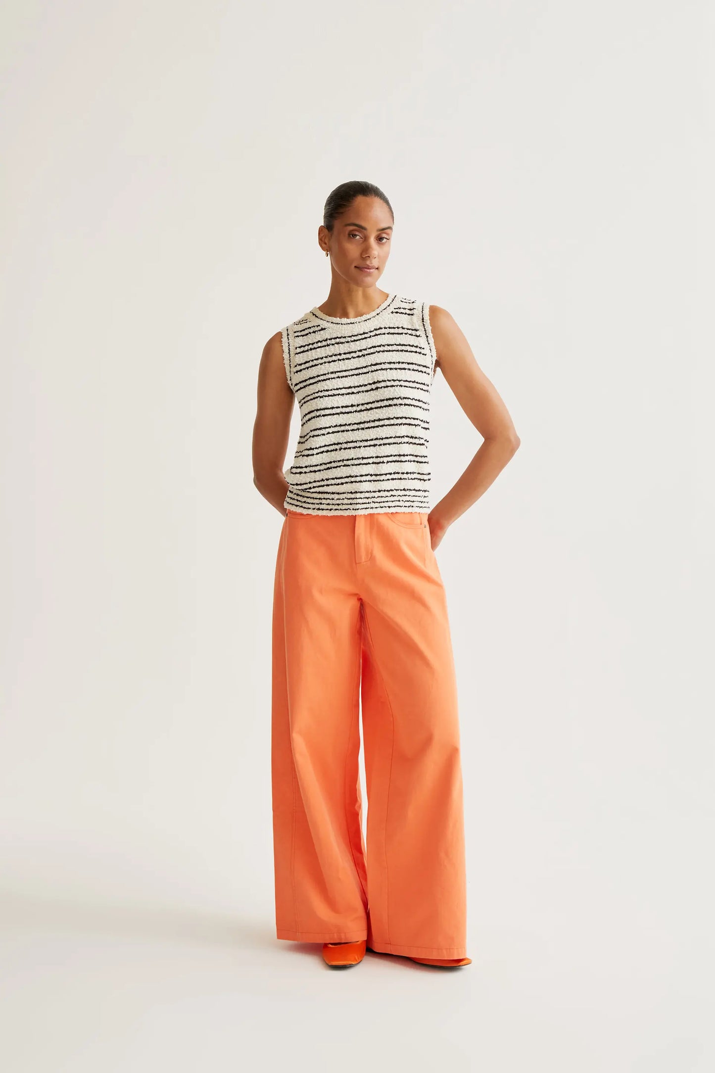 Orange wide leg trousers