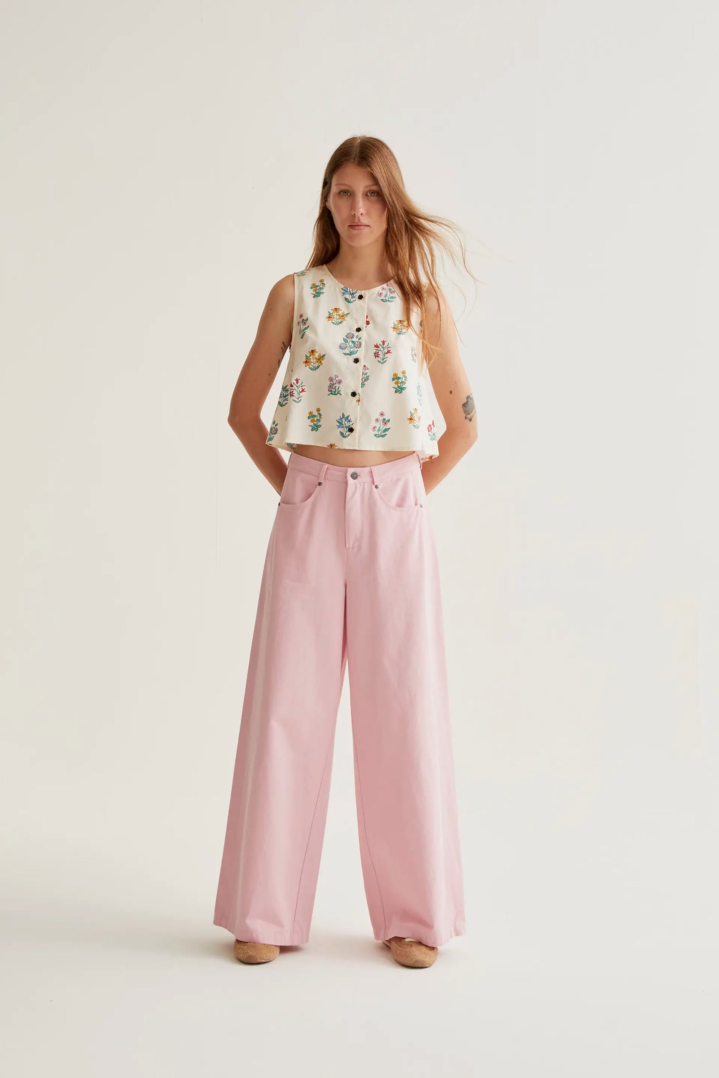 Pink wide leg trousers
