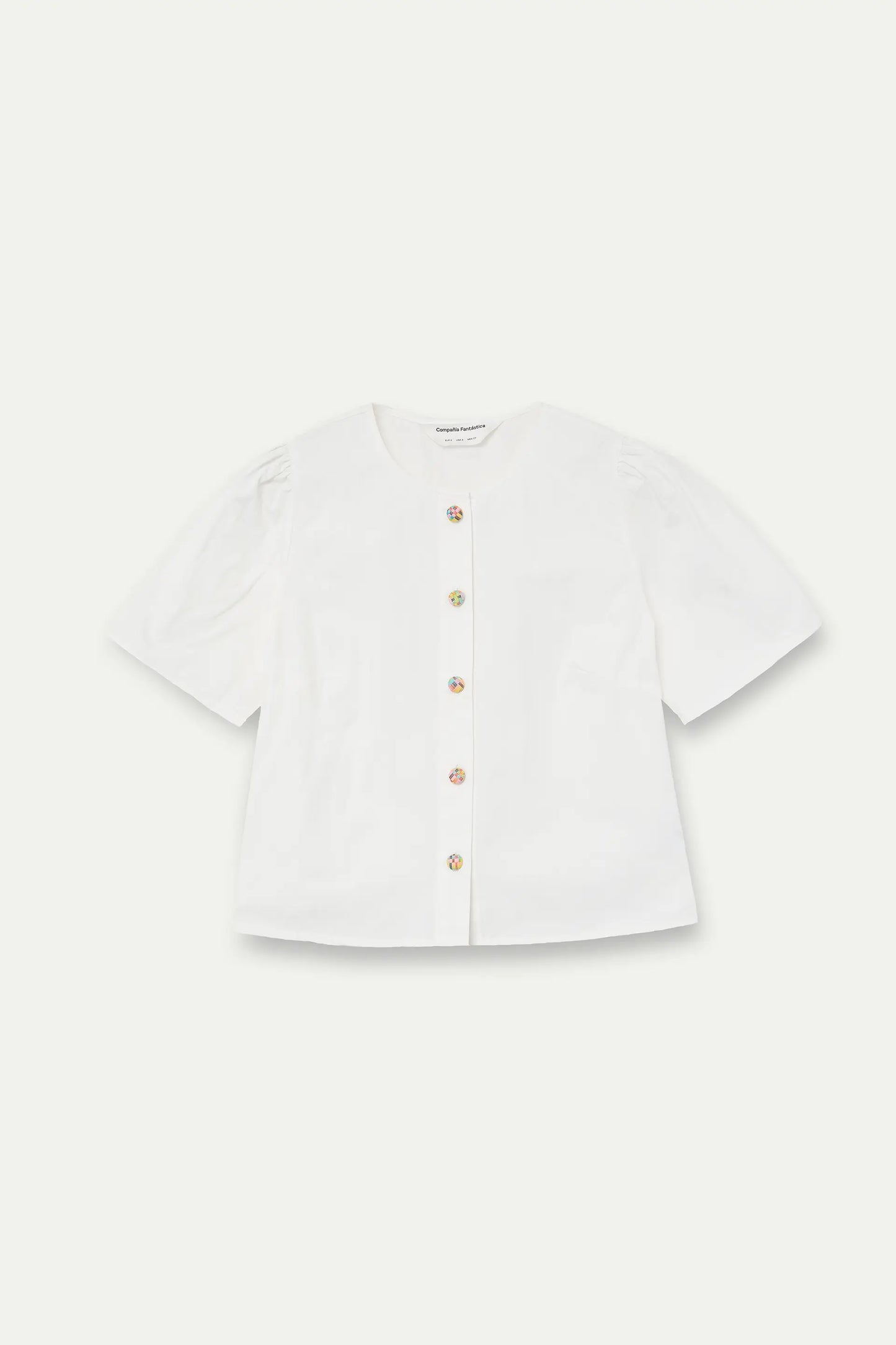 Top 100% cotone con bottoni multicolori