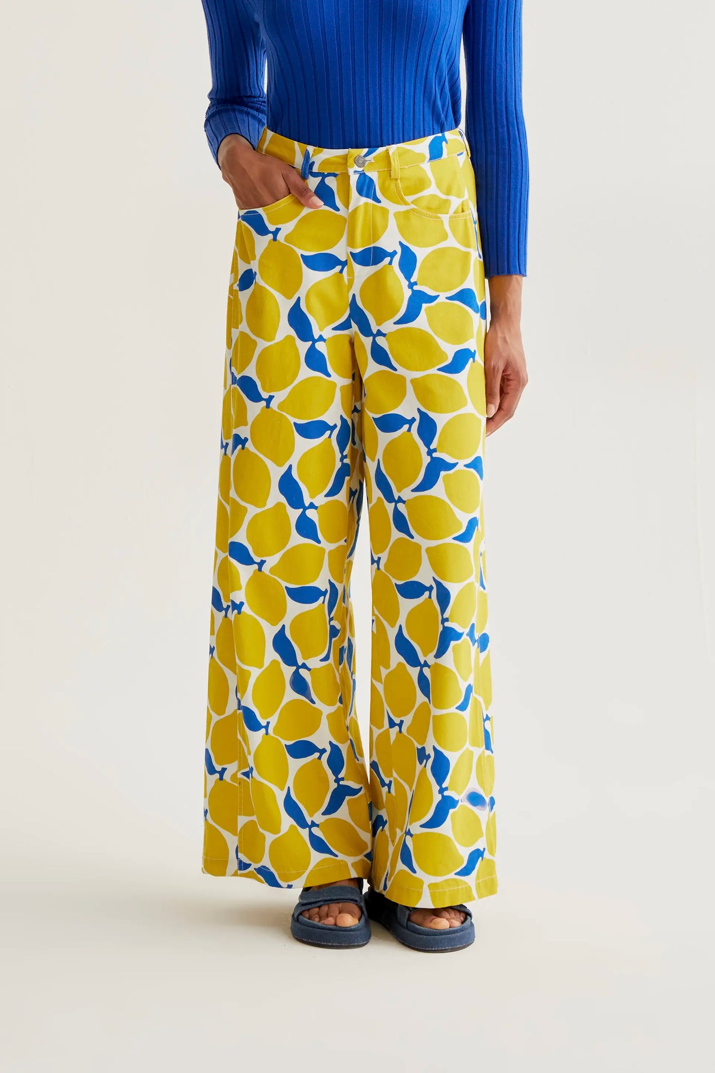 Pantaloni stampa limoncello