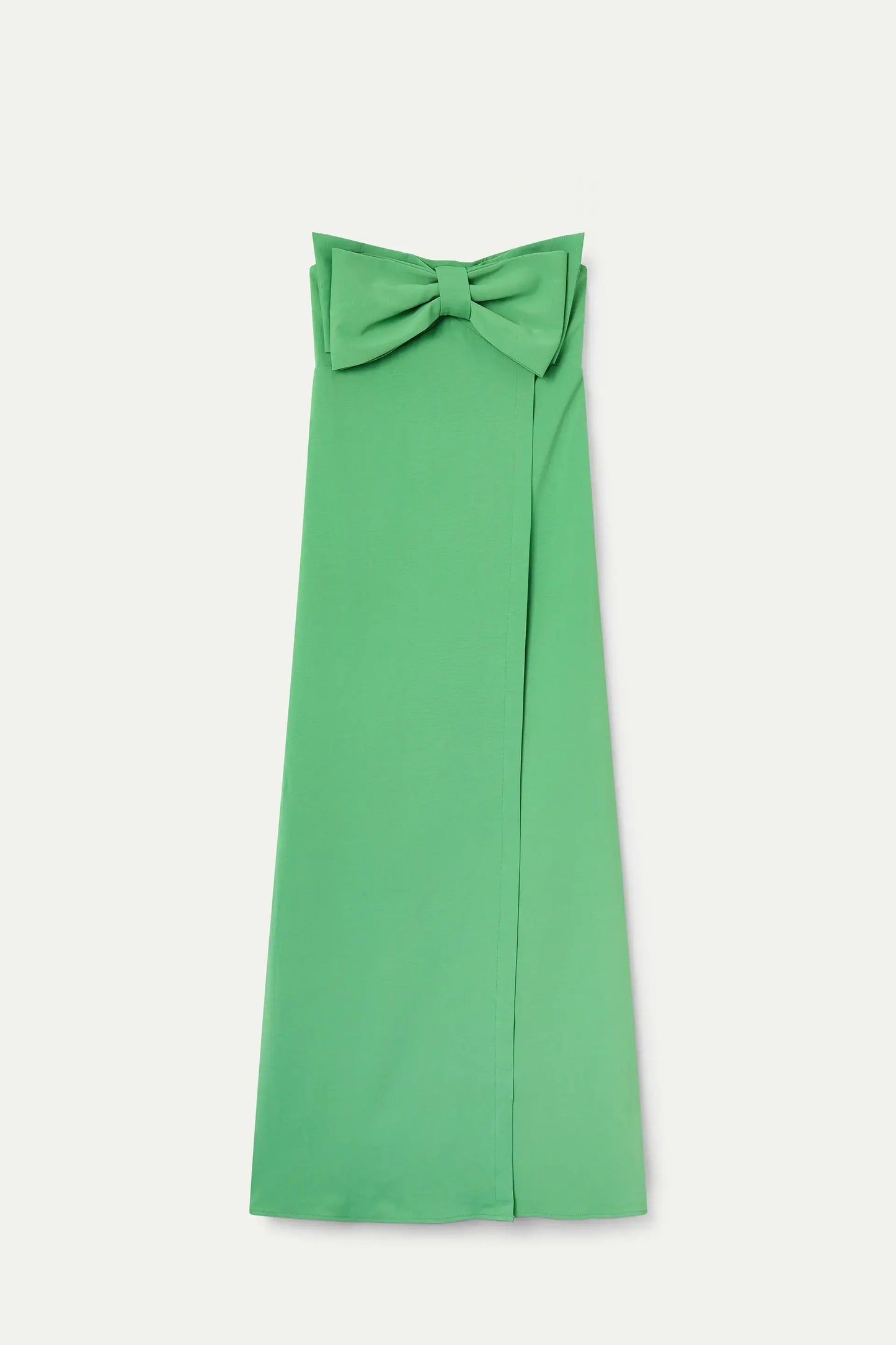Long green dress with tie detail