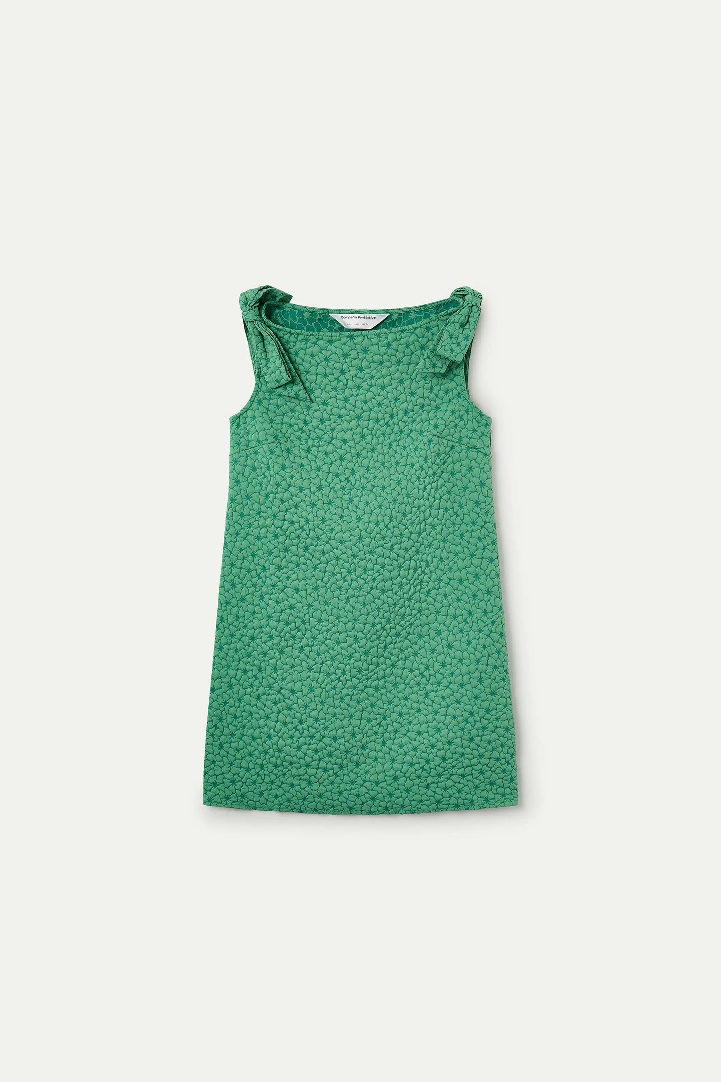 Short green dress with floral texture