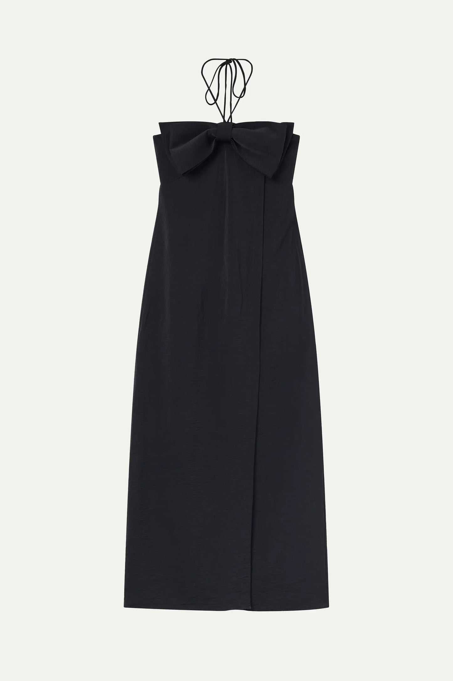 Long black dress with tie detail