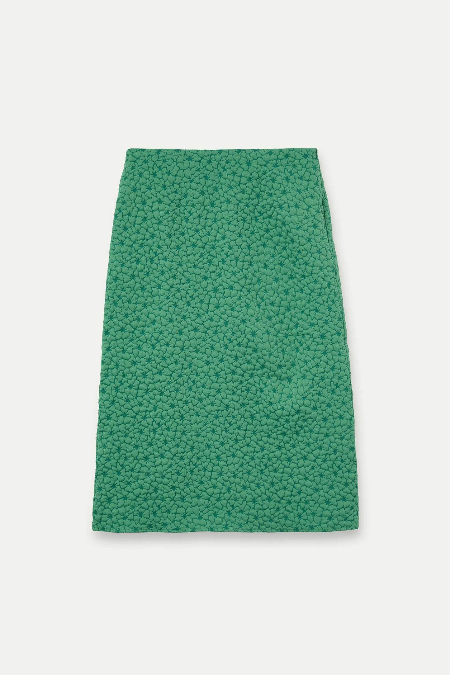 Falda midi verde con textura floral