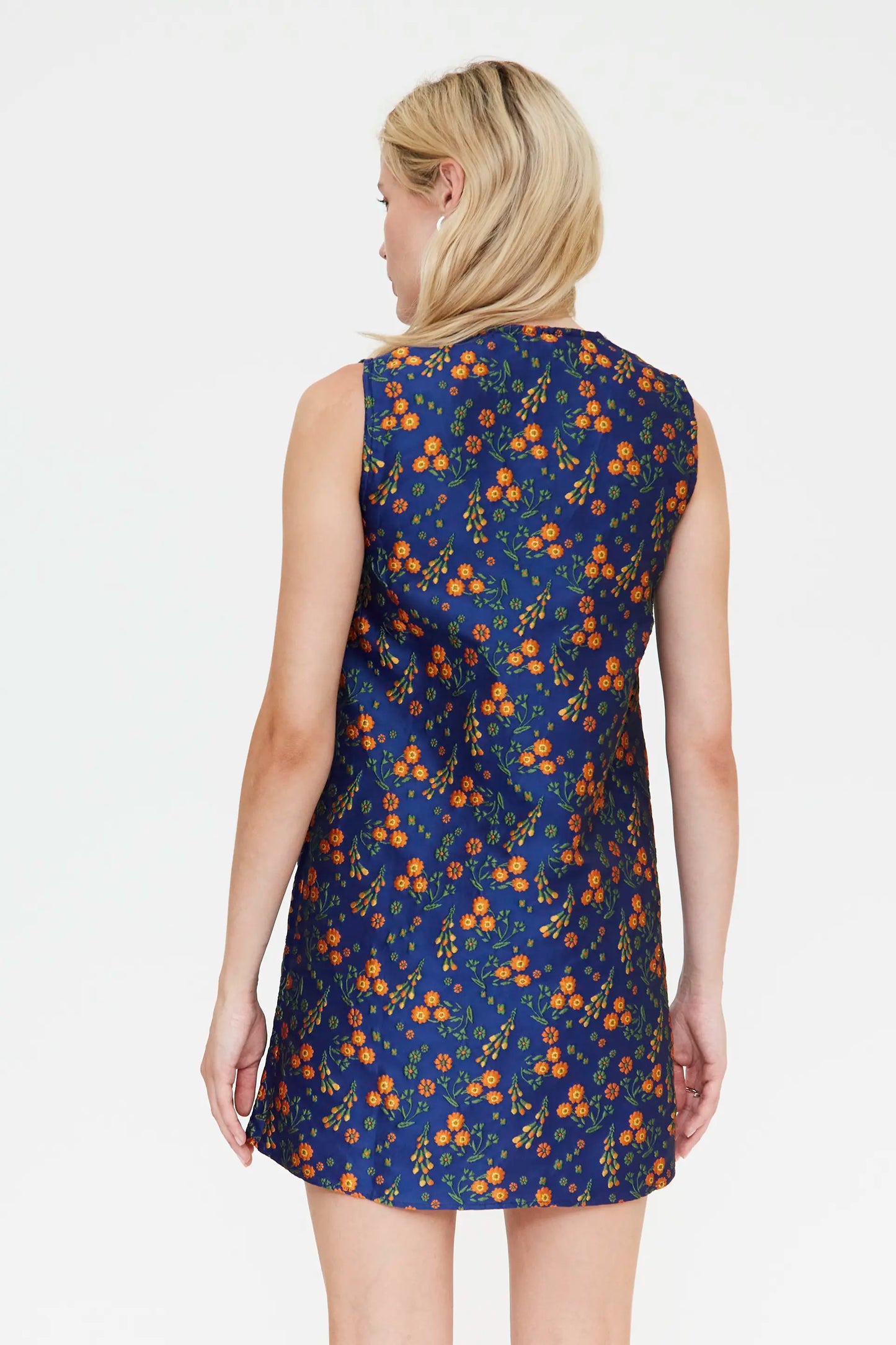 Short dress with Flowers Jacquard print