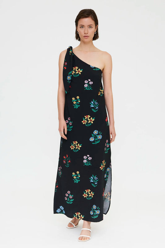 Vestido largo asimétrico con estampado Multicolor Gardener
