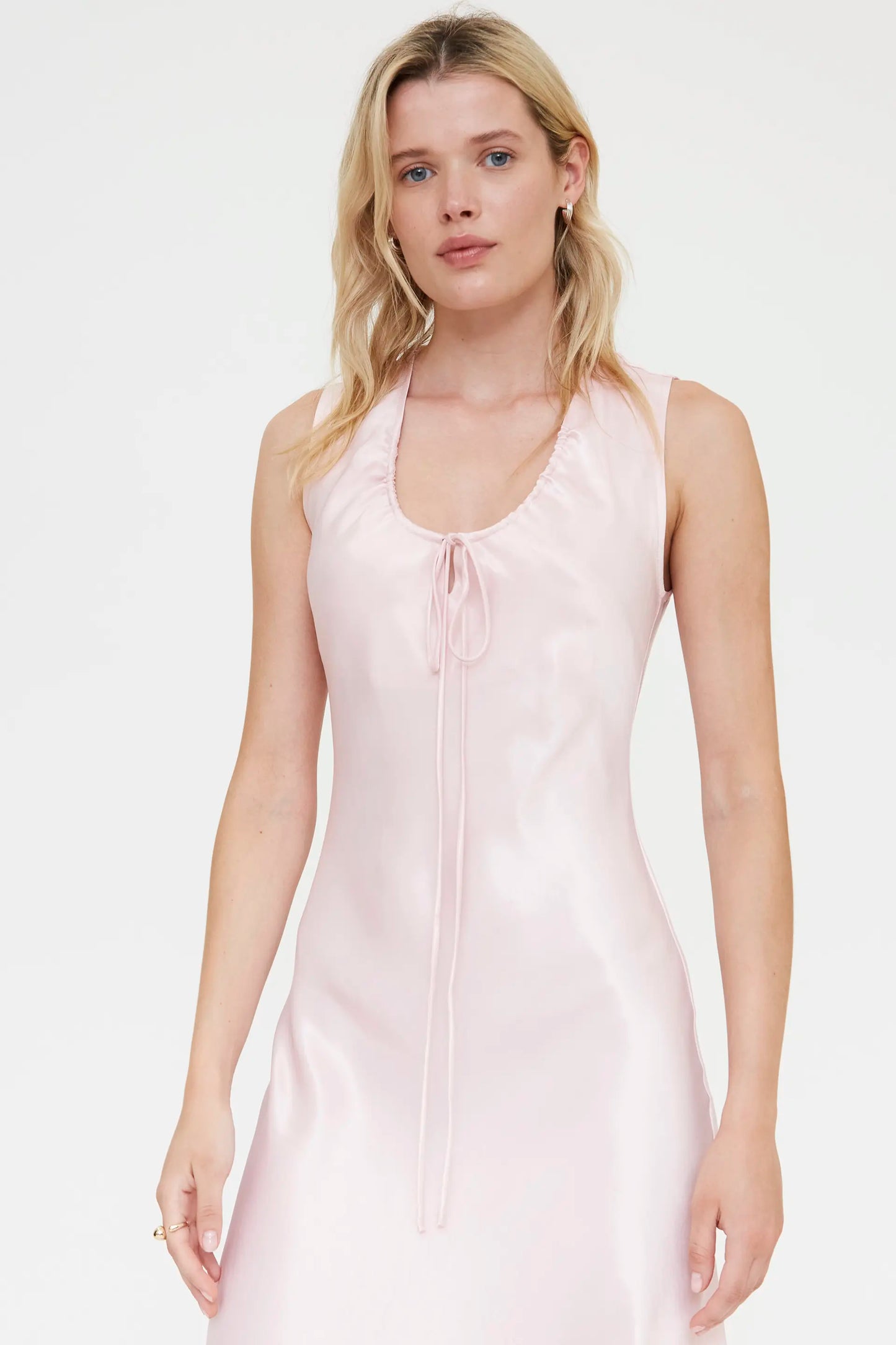long pink satin dress