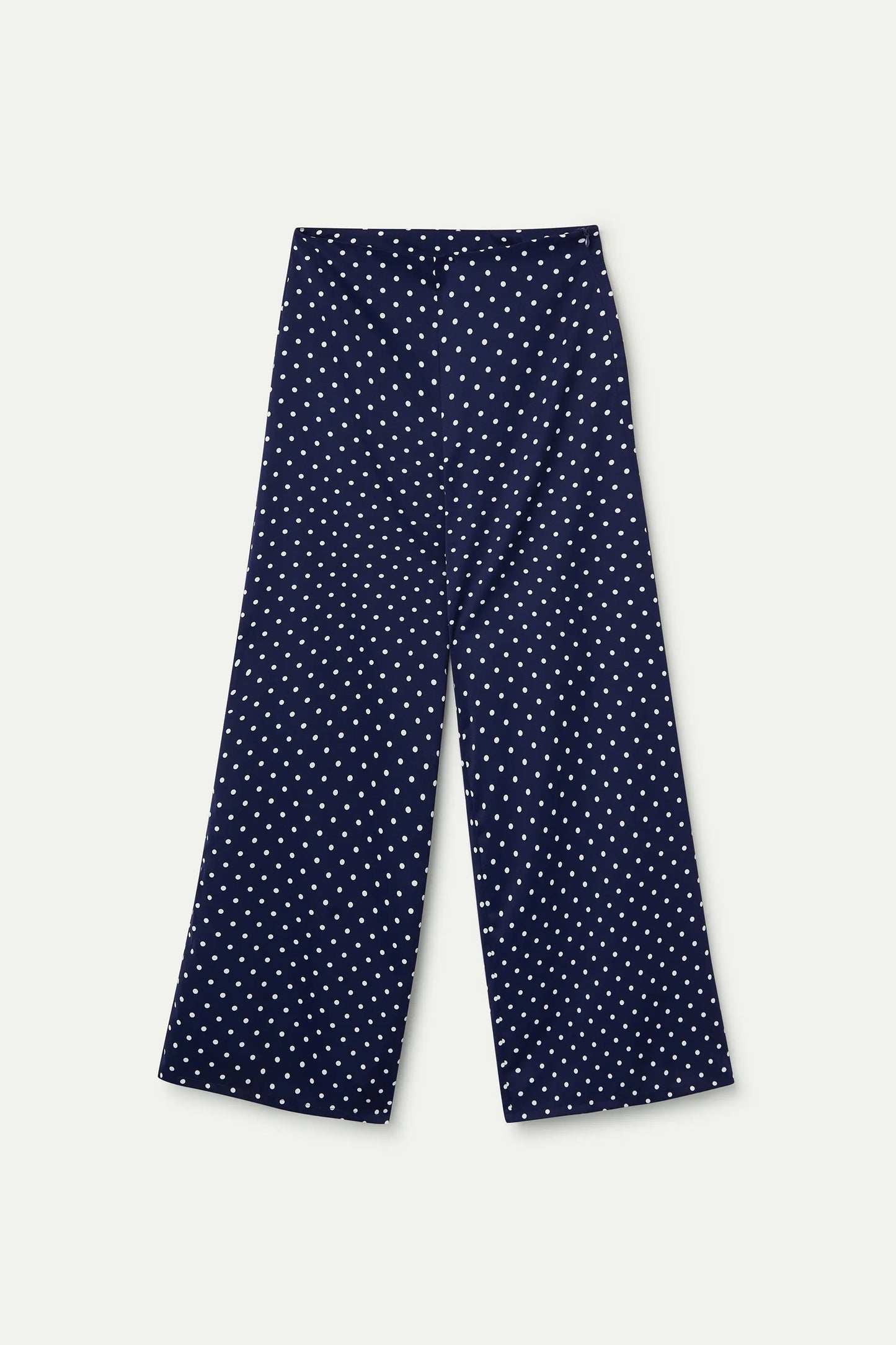 Trousers with navy blue mini dot print