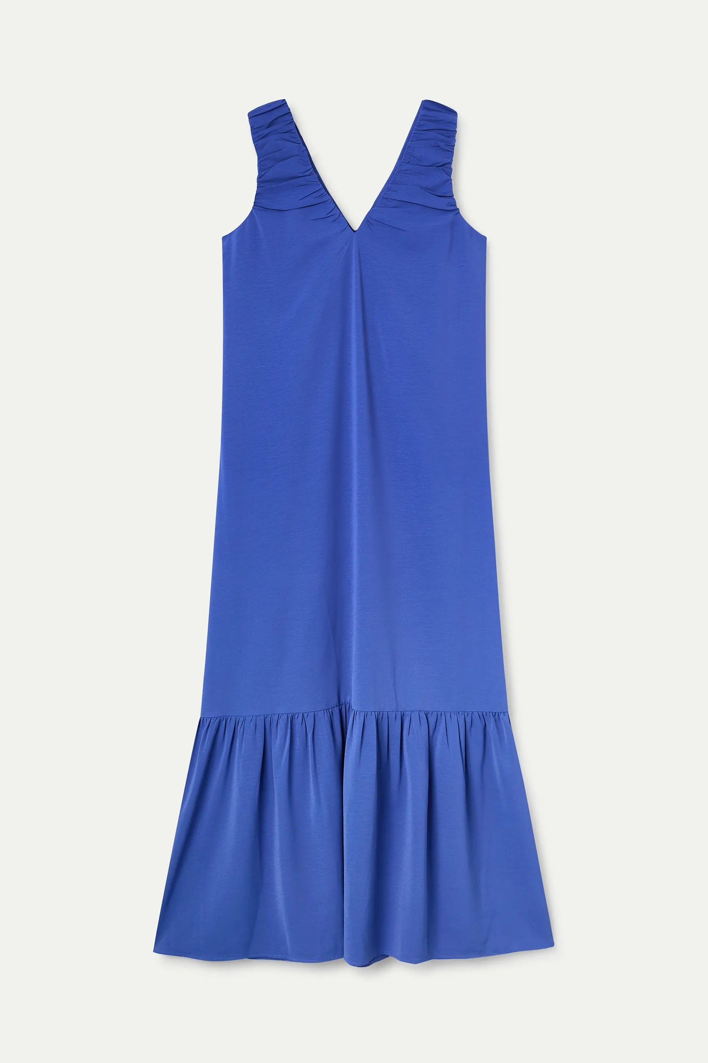 Abito lungo blu con scollo a V