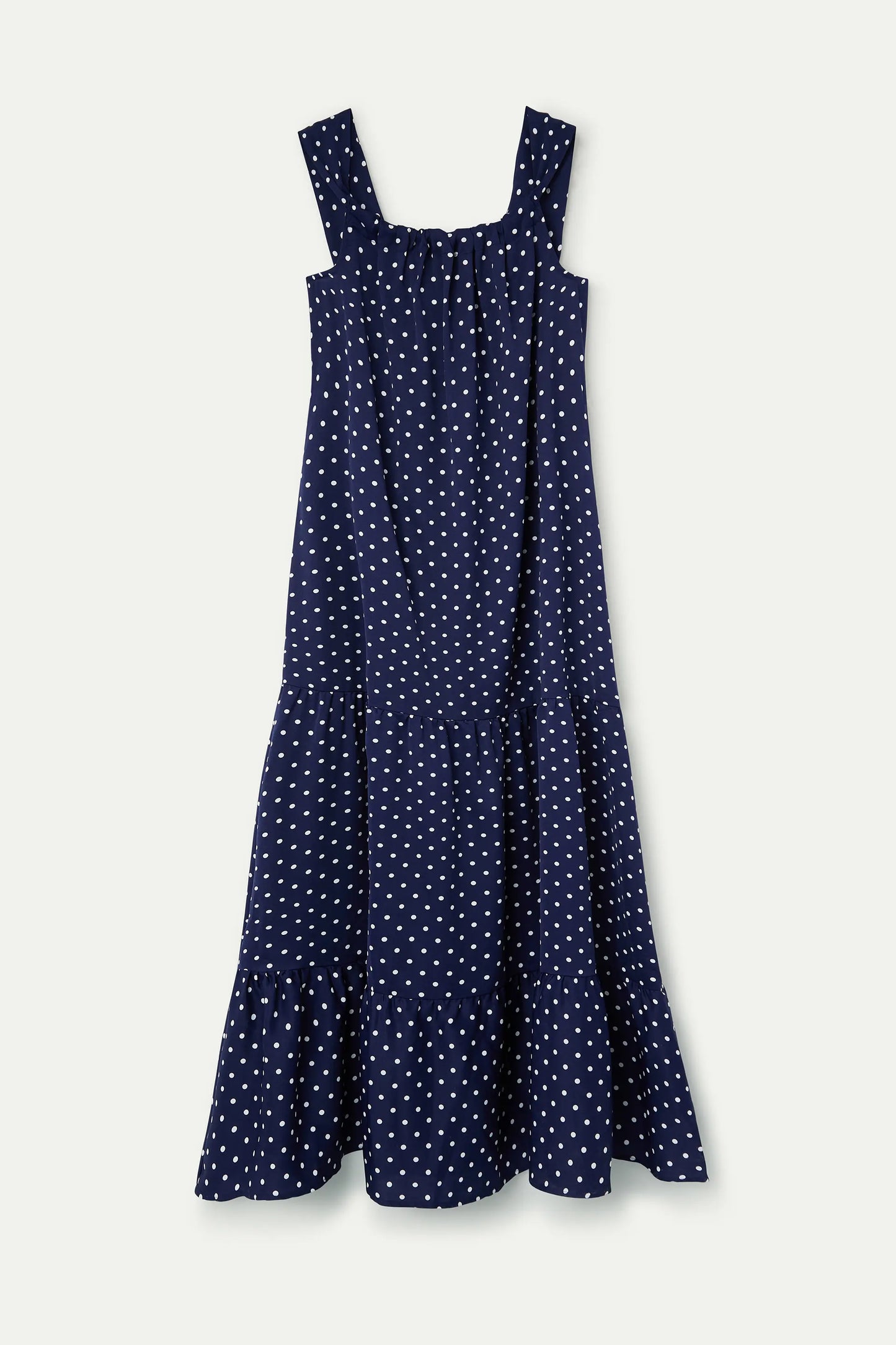 Vestido largo con estampado mini dots azul marino
