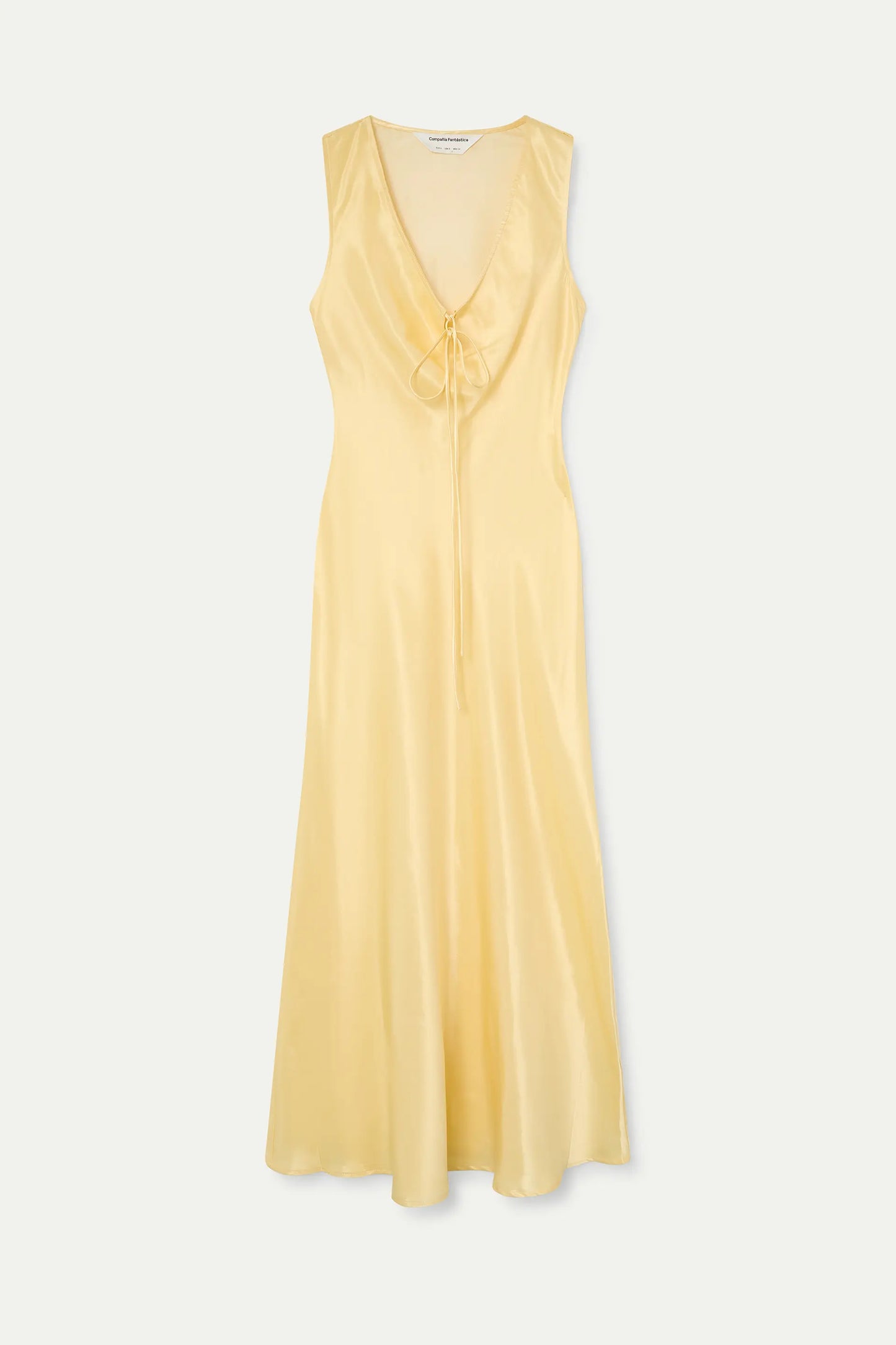 long light yellow satin dress