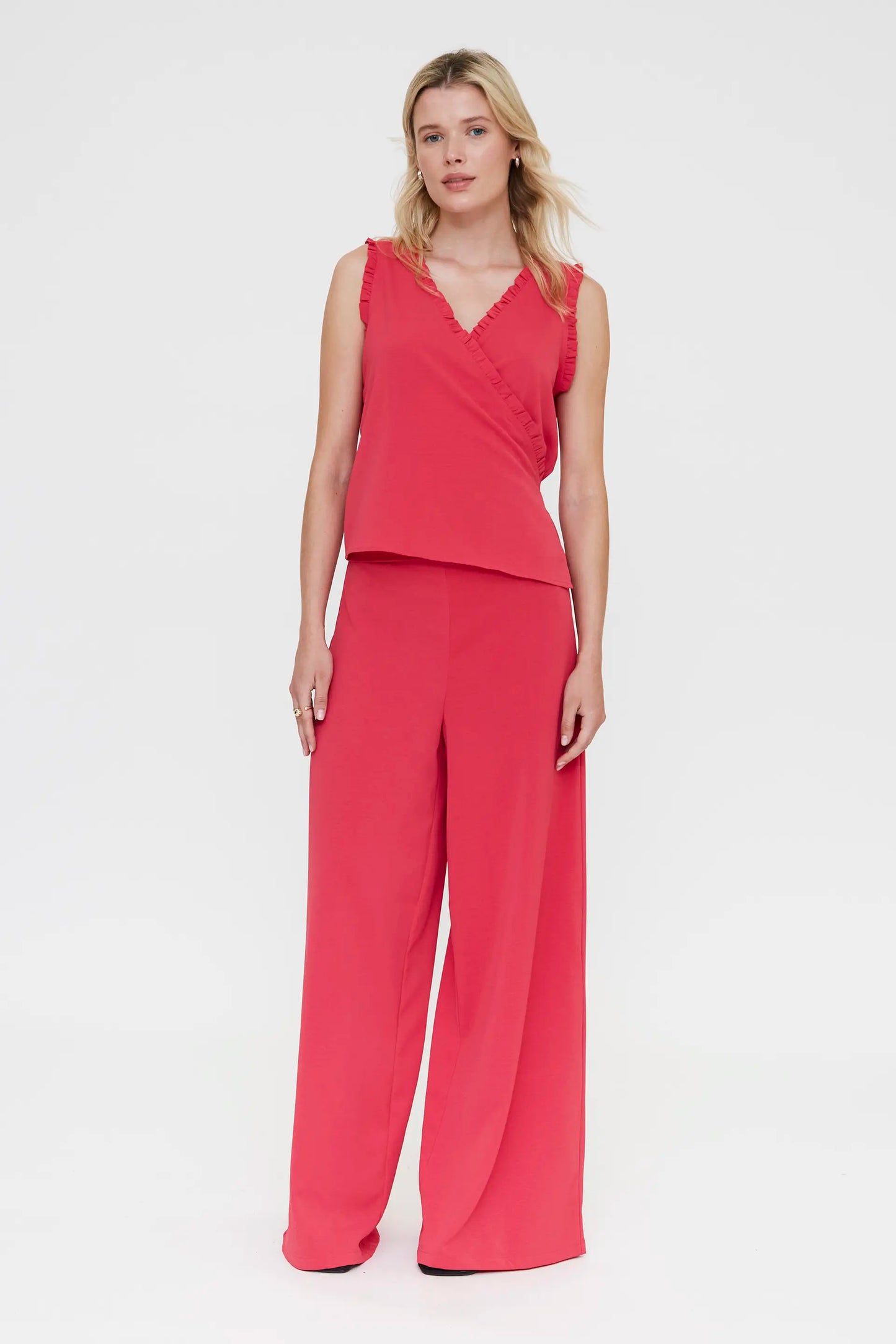 Fuchsia top with a V-neck