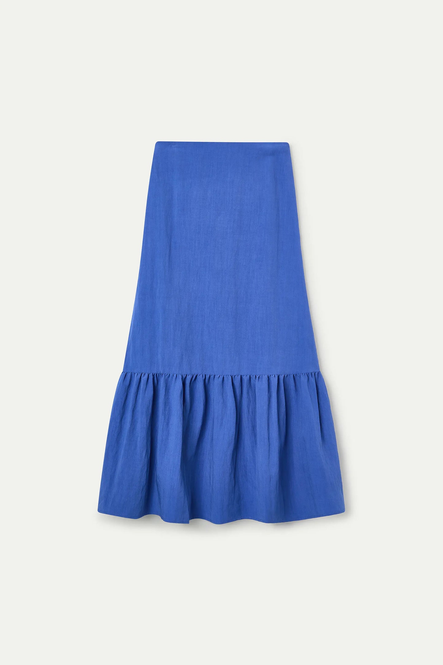 Falda larga azul con volantes
