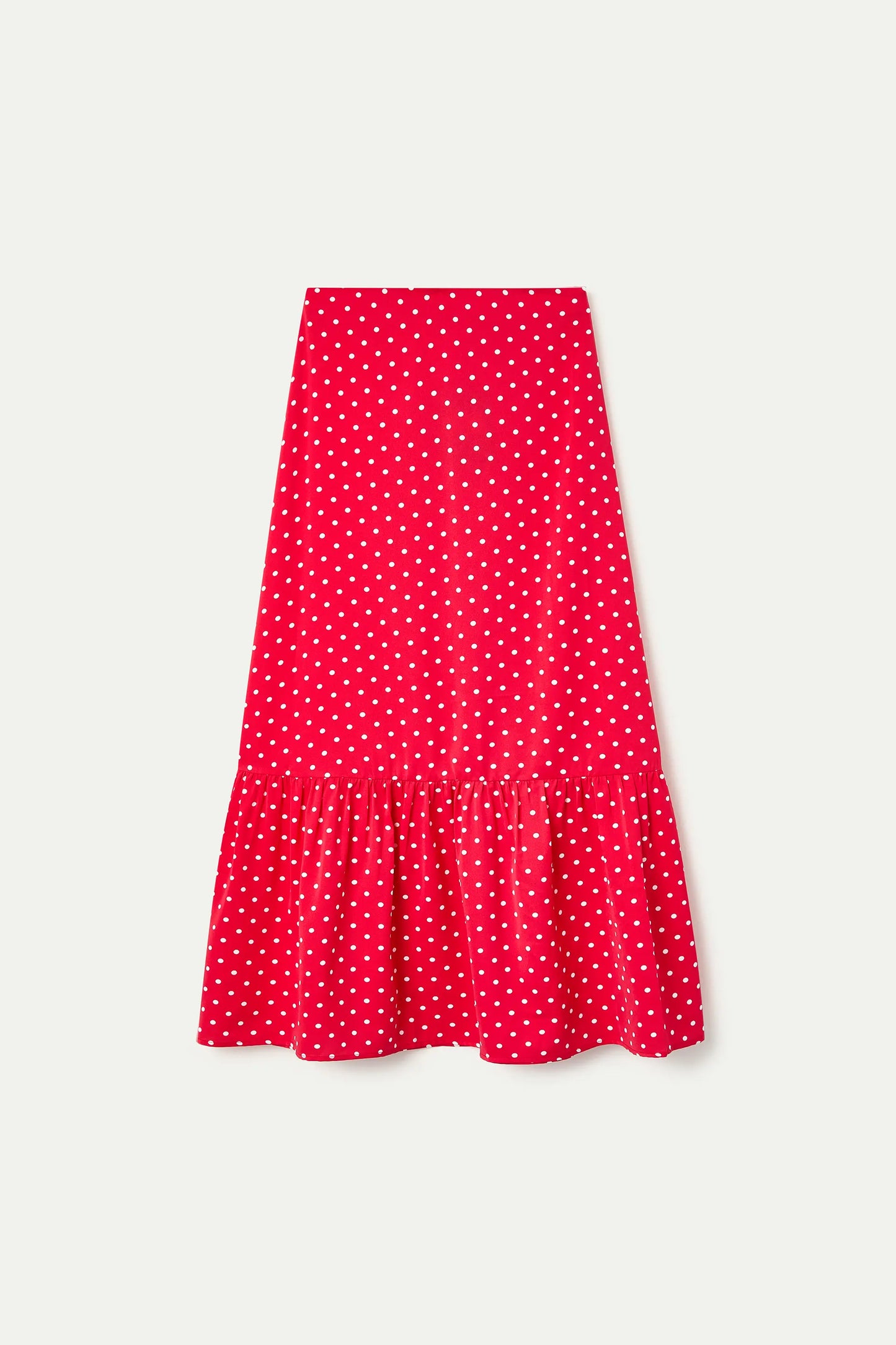 Gonna lunga con stampa a mini pois rossi