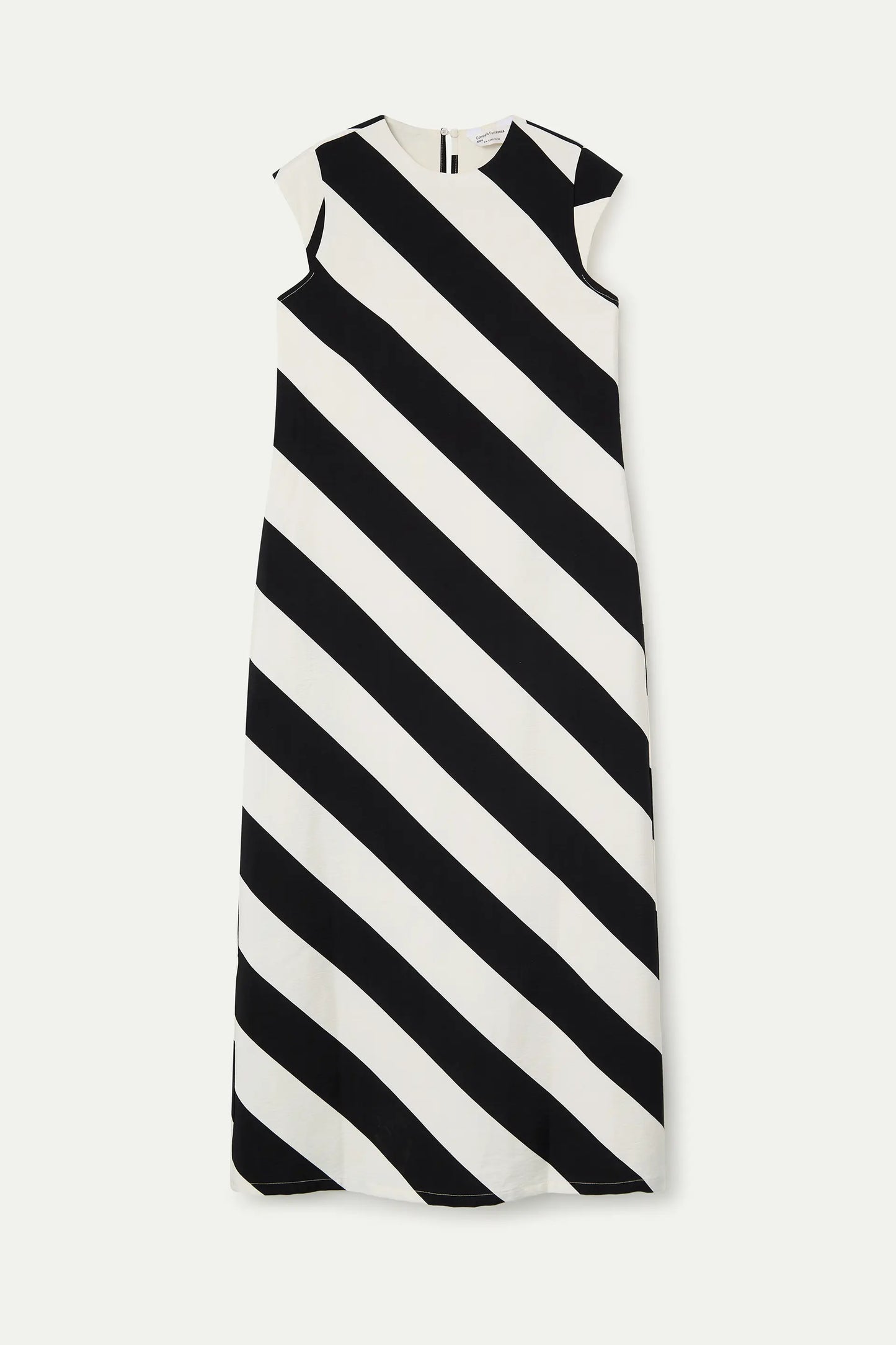 Long dress with black and white diagonal striped print