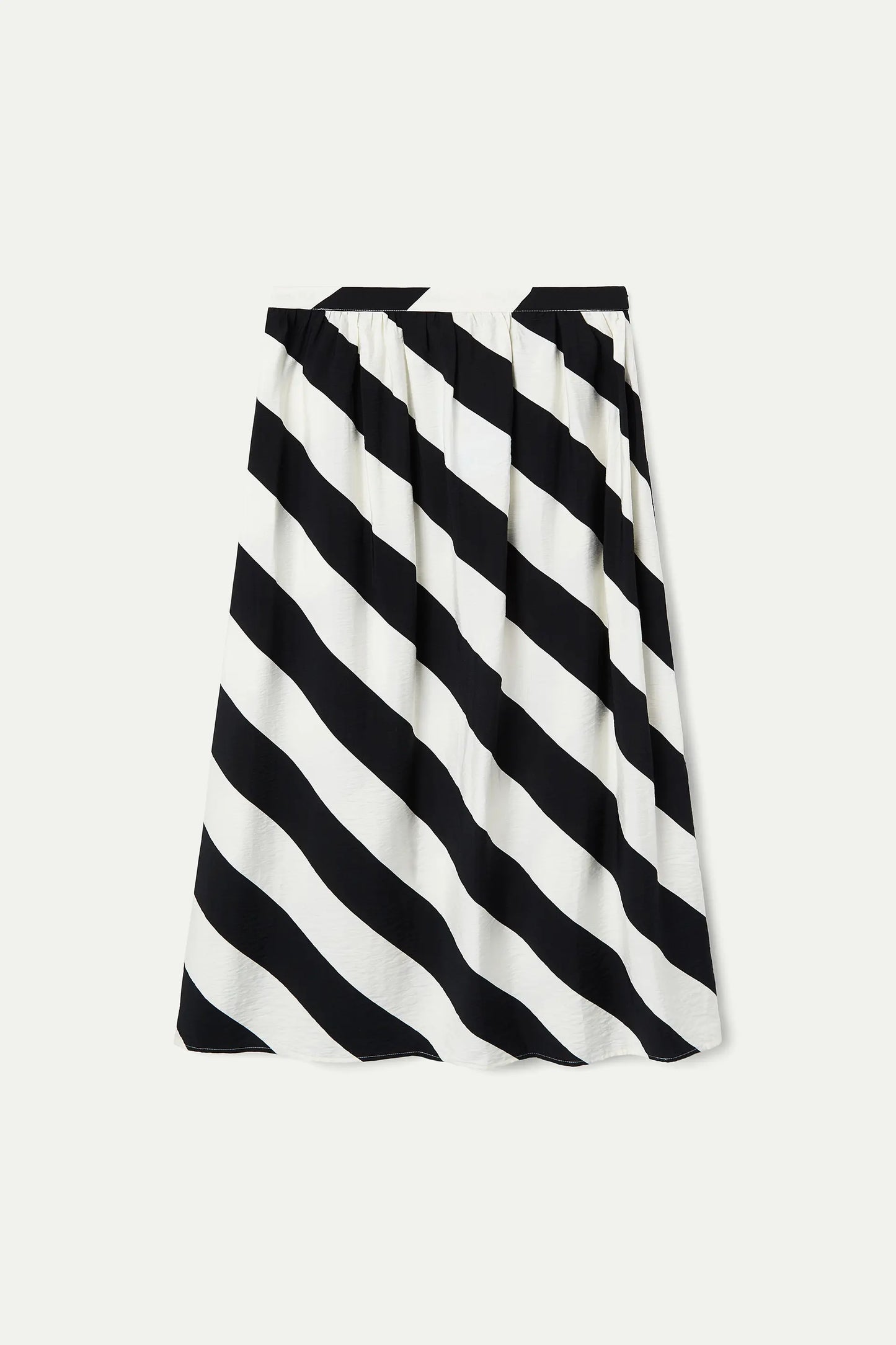 Long skirt with black and white diagonal striped print