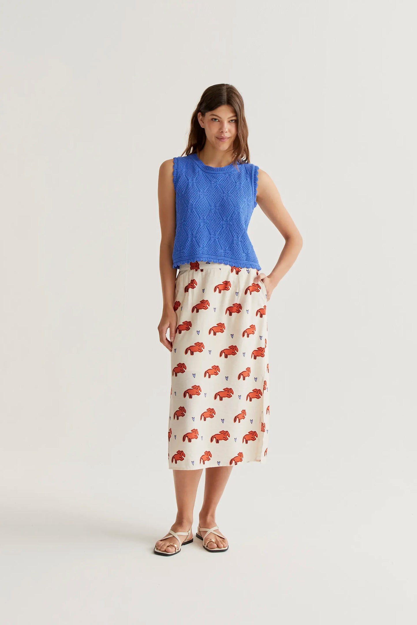 Tochi print midi skirt