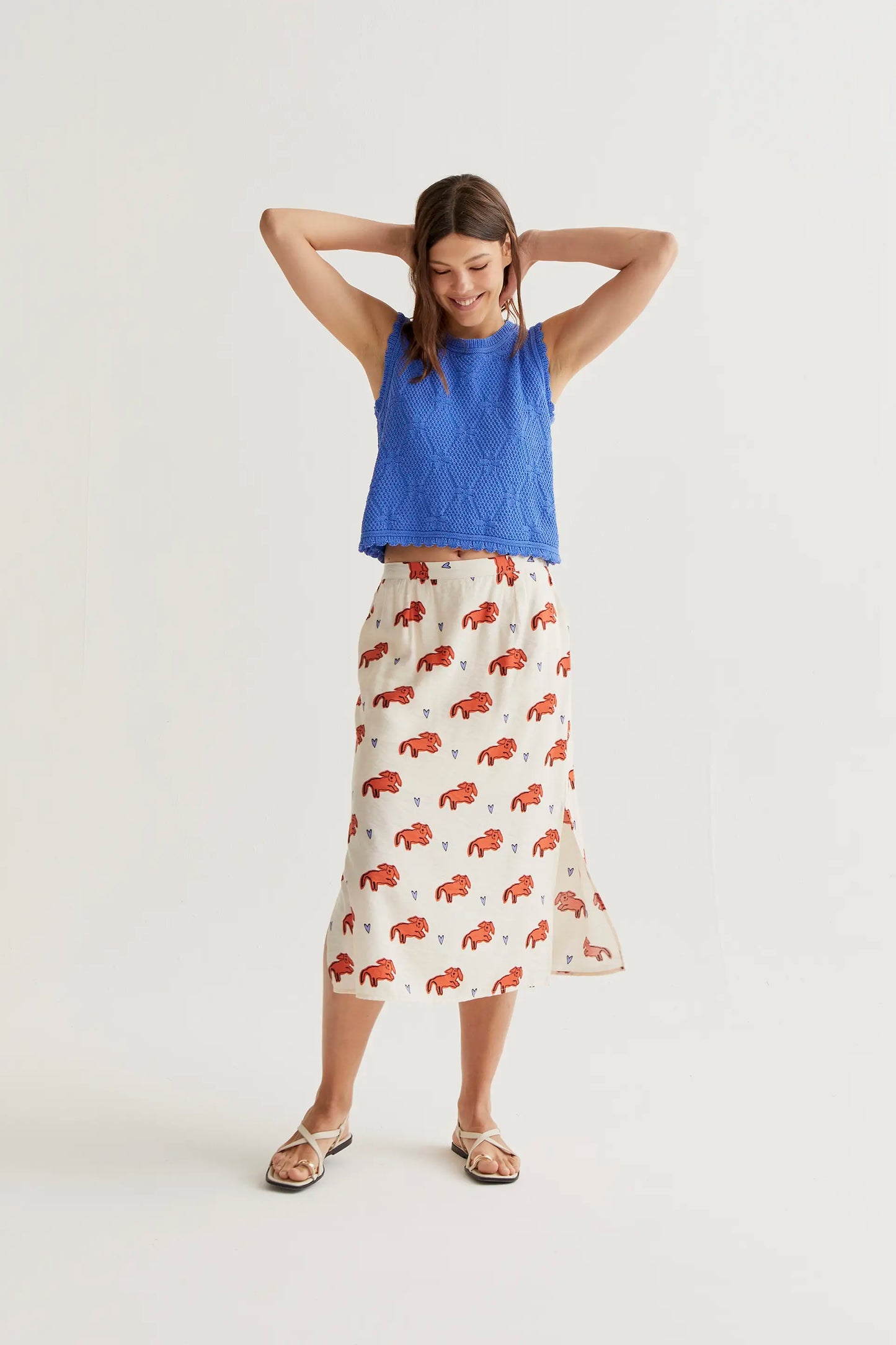 Tochi print midi skirt