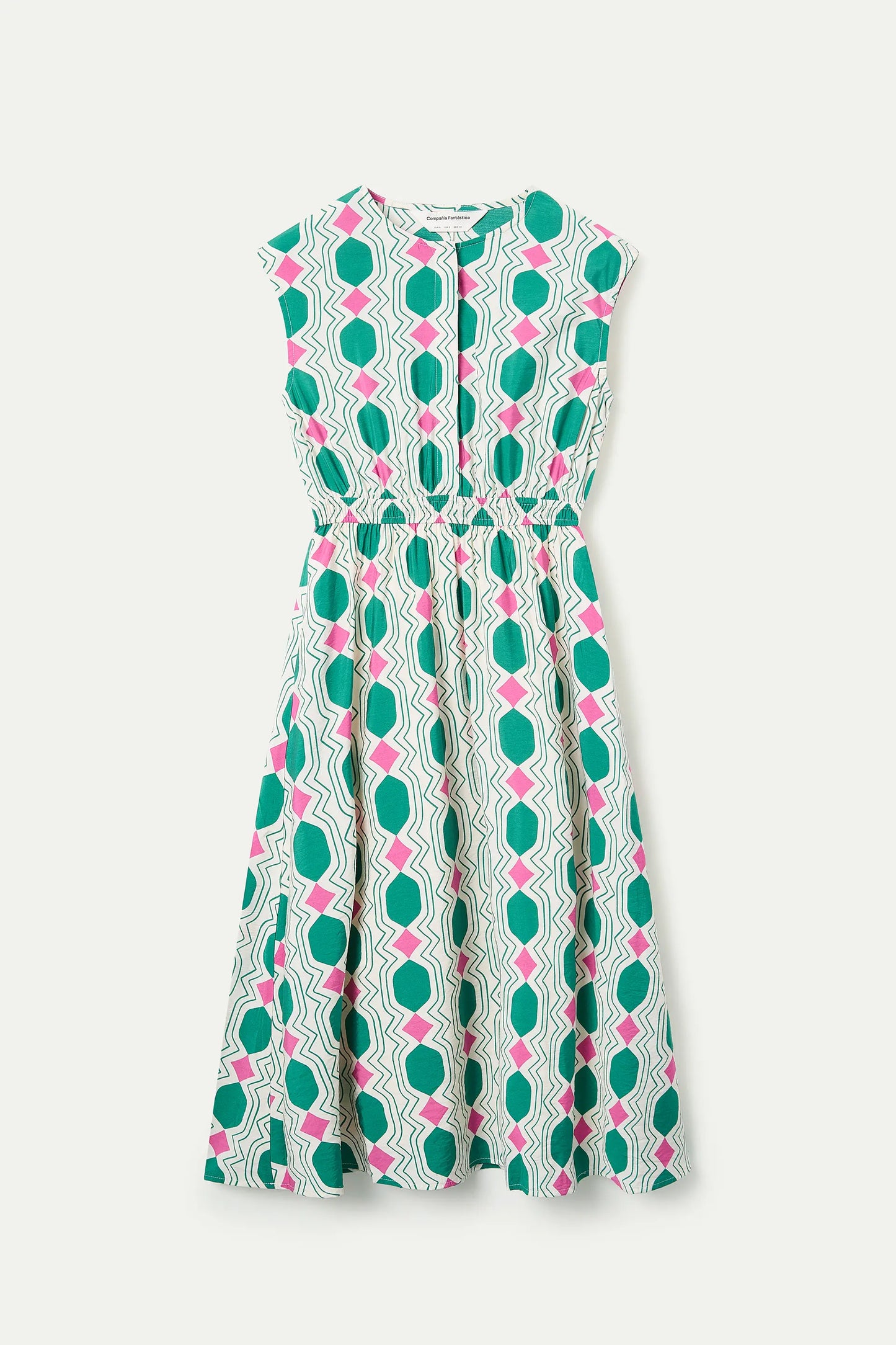 Abito midi con stampa geometrica