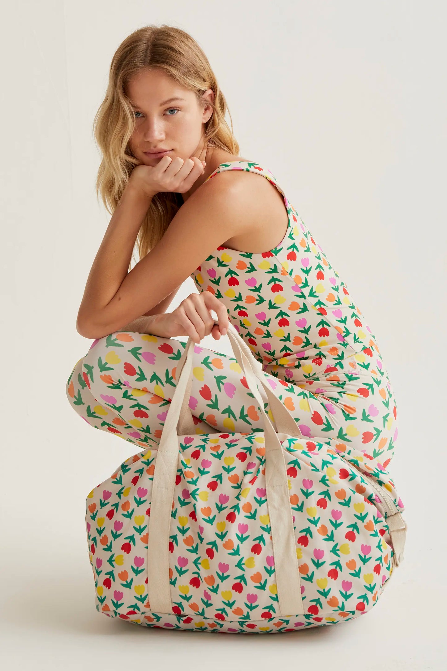 Borsa sportiva con stampa Tulipani Multicolori