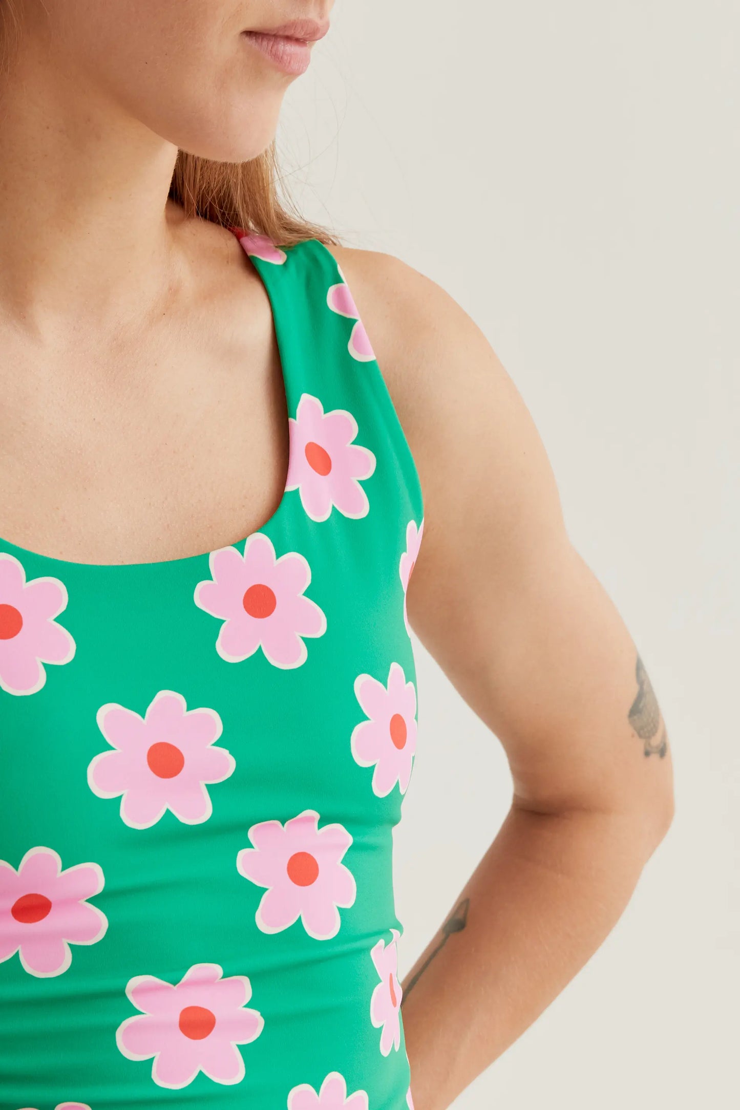 Pink Flowers Print Sports Top