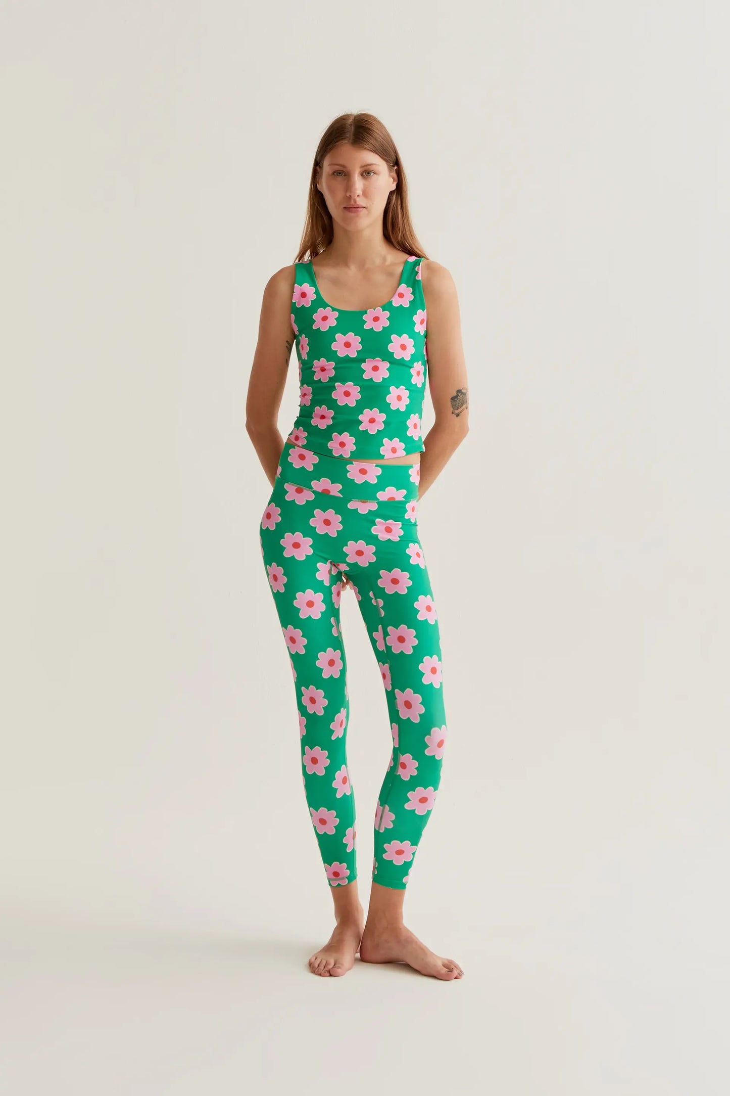 Pink Flowers Print Sports Top