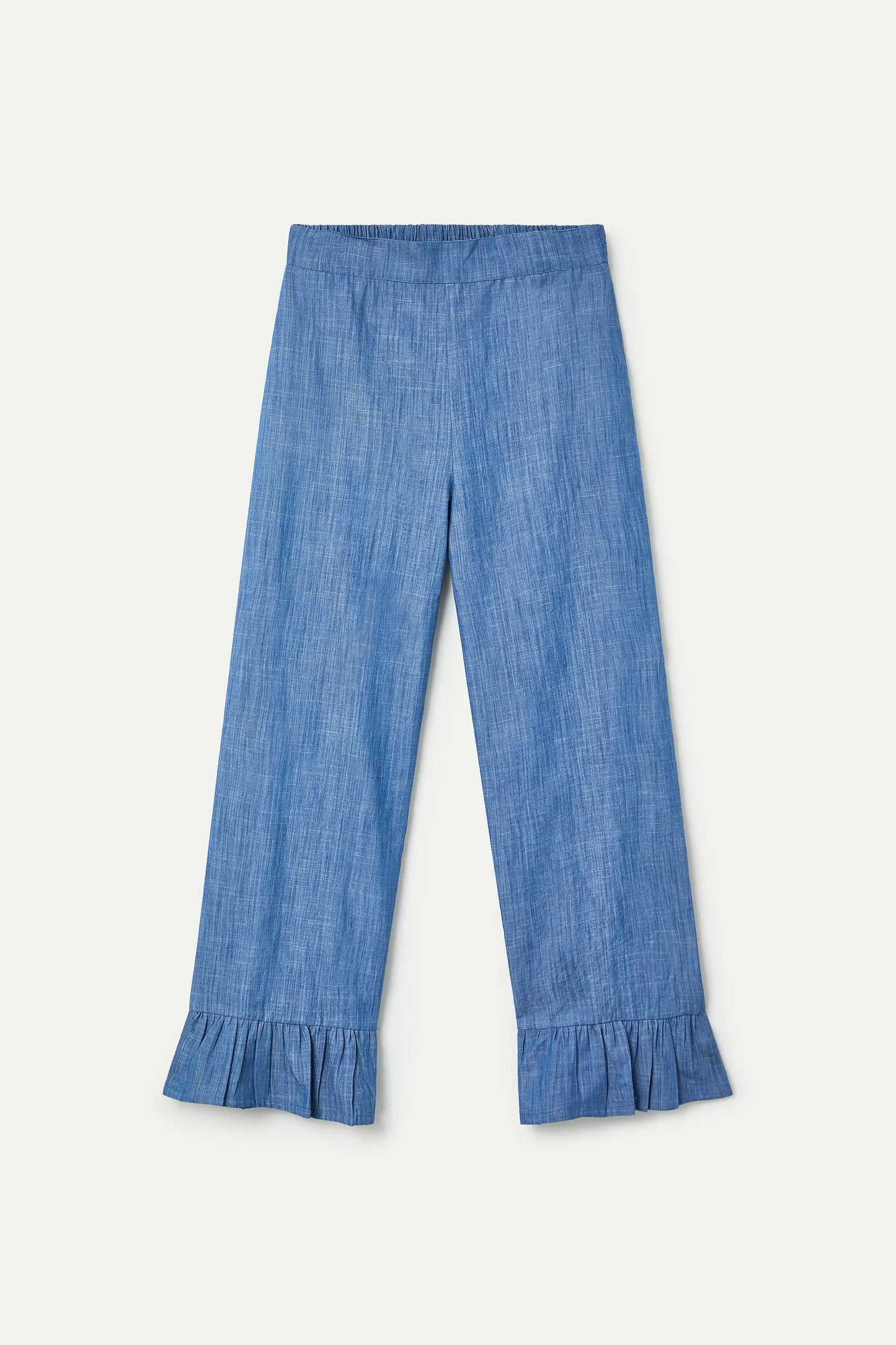 Pantaloni in chambray 100% cotone azzurro