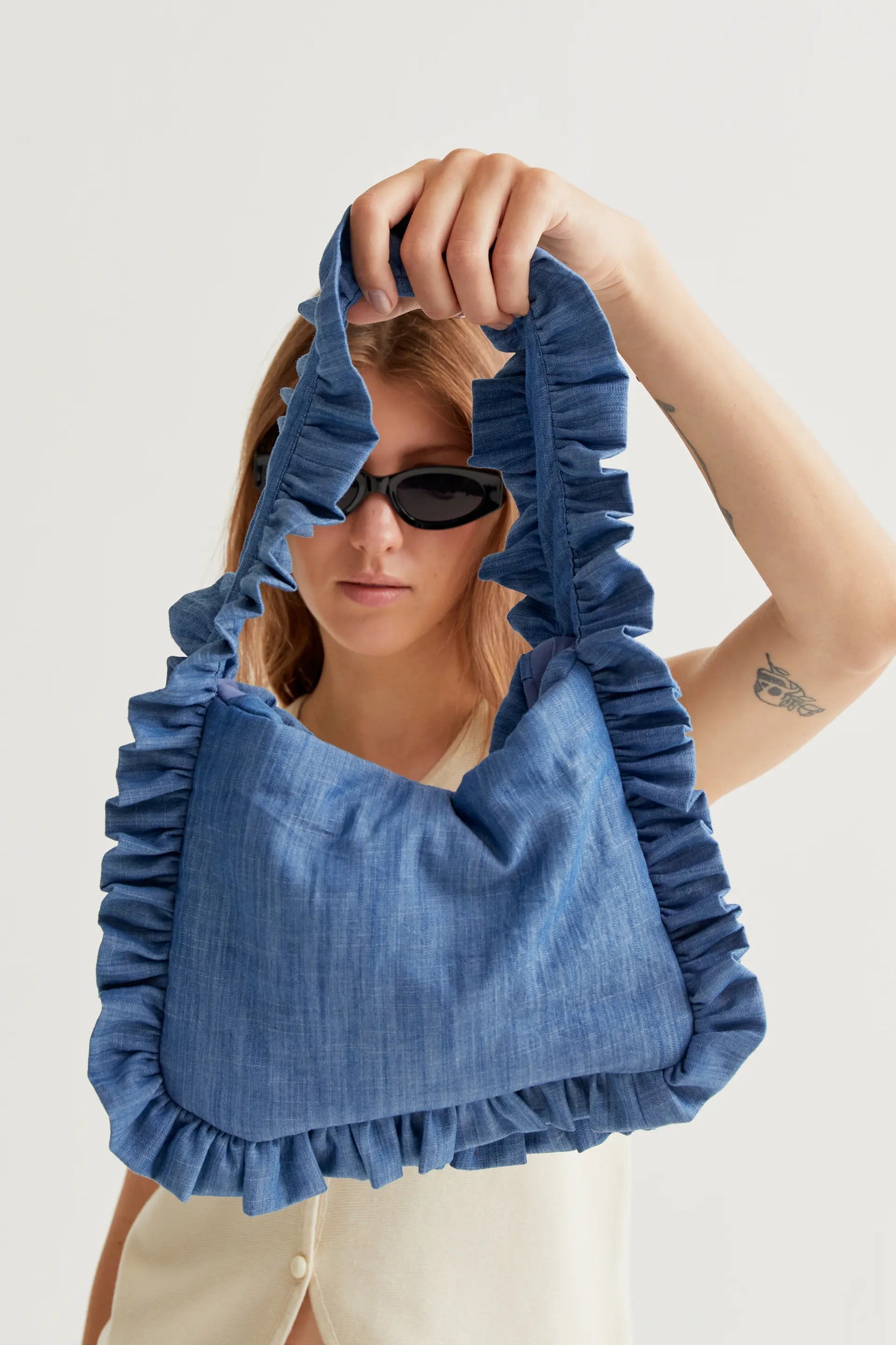 Borsa in chambray azzurro 100% cotone