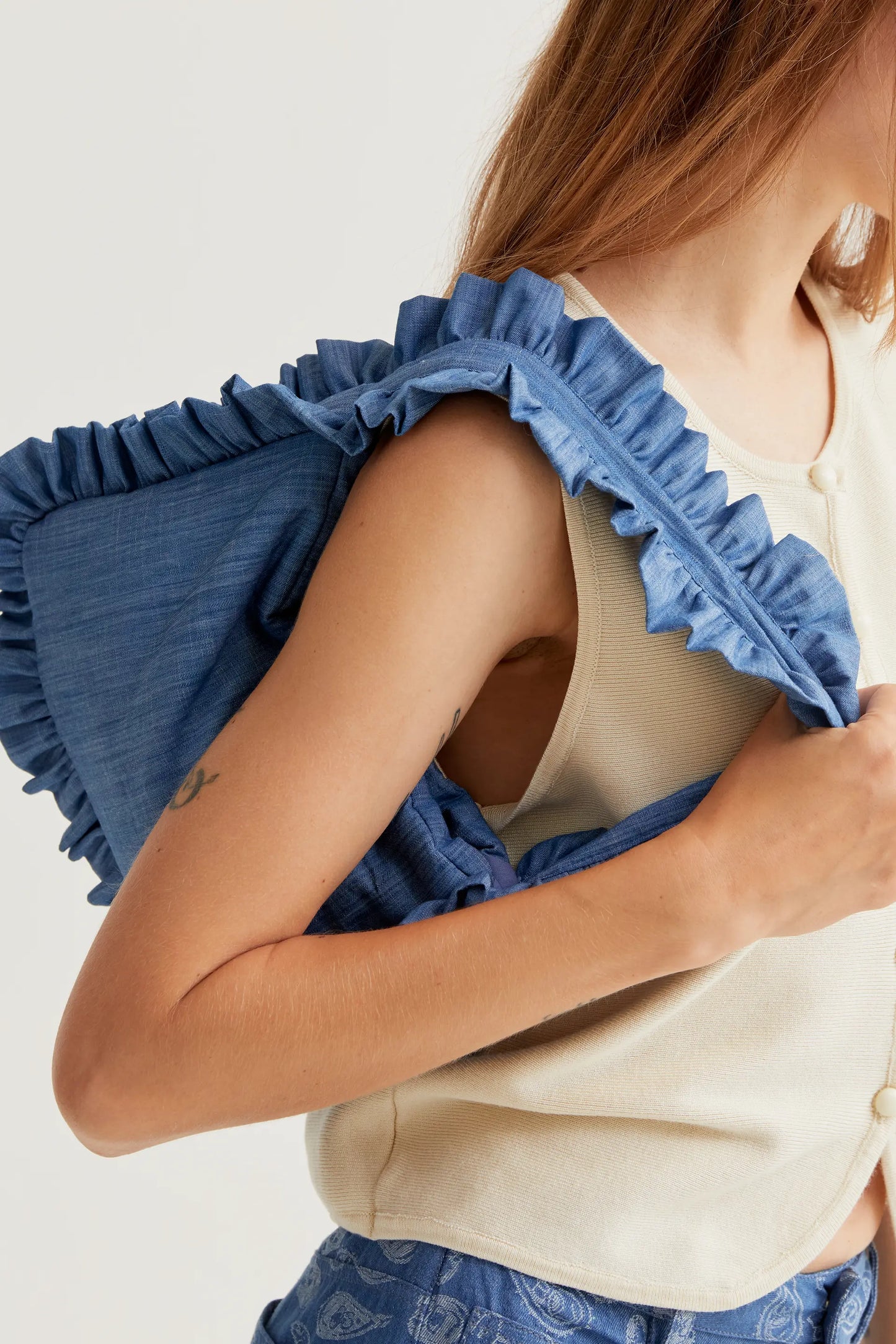 Borsa in chambray azzurro 100% cotone