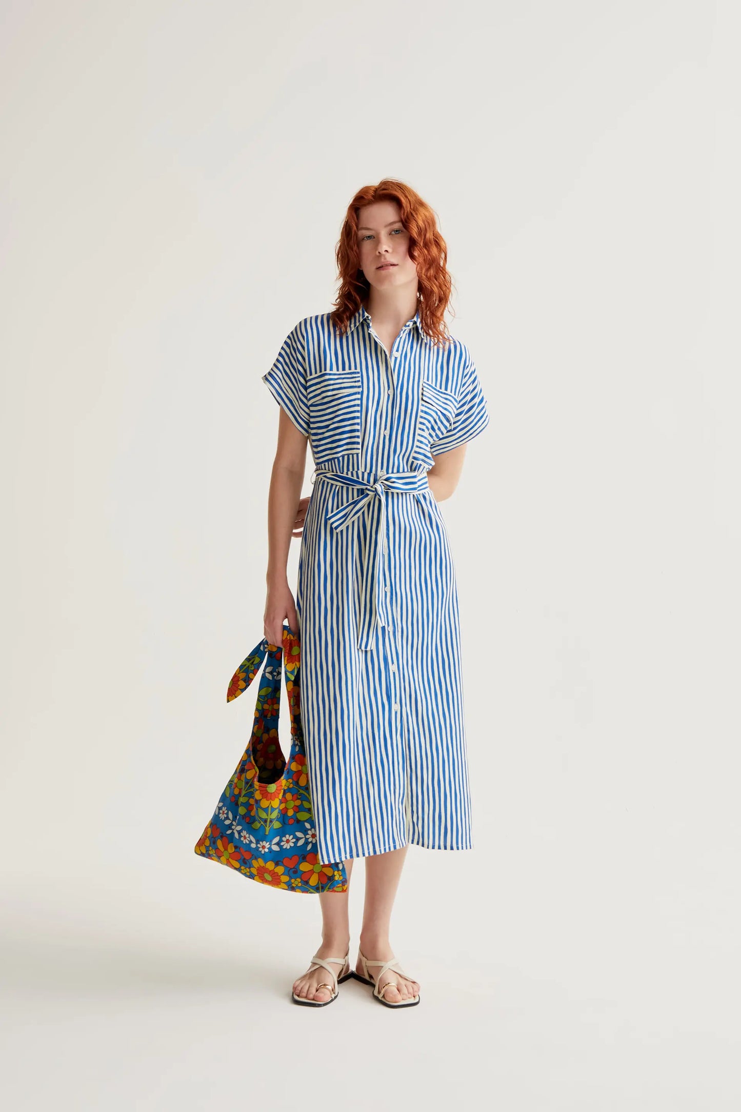 Vestido midi con estampado Lavagna Blue