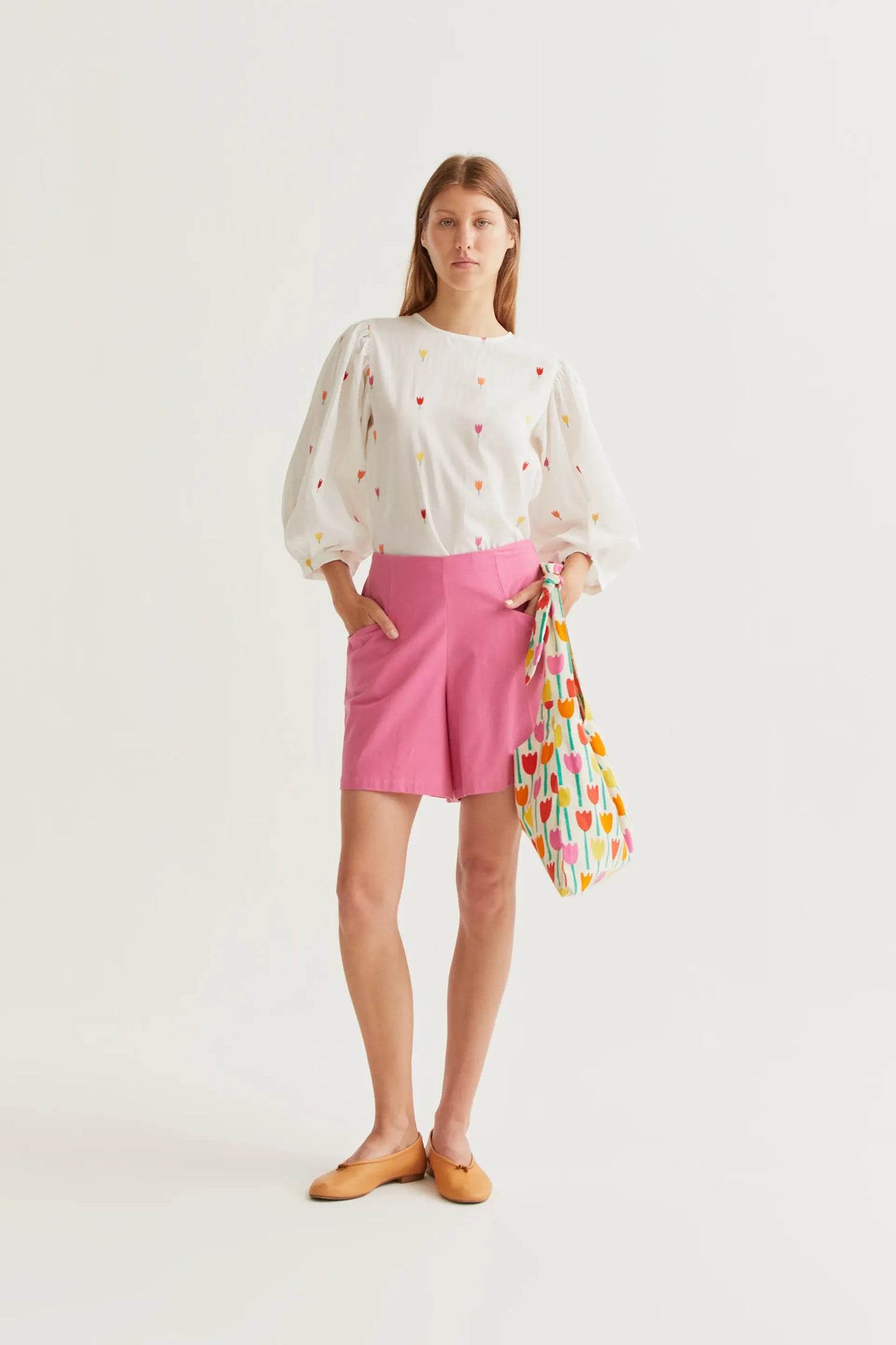 Top 100% cotone con stampa Multi Tulip