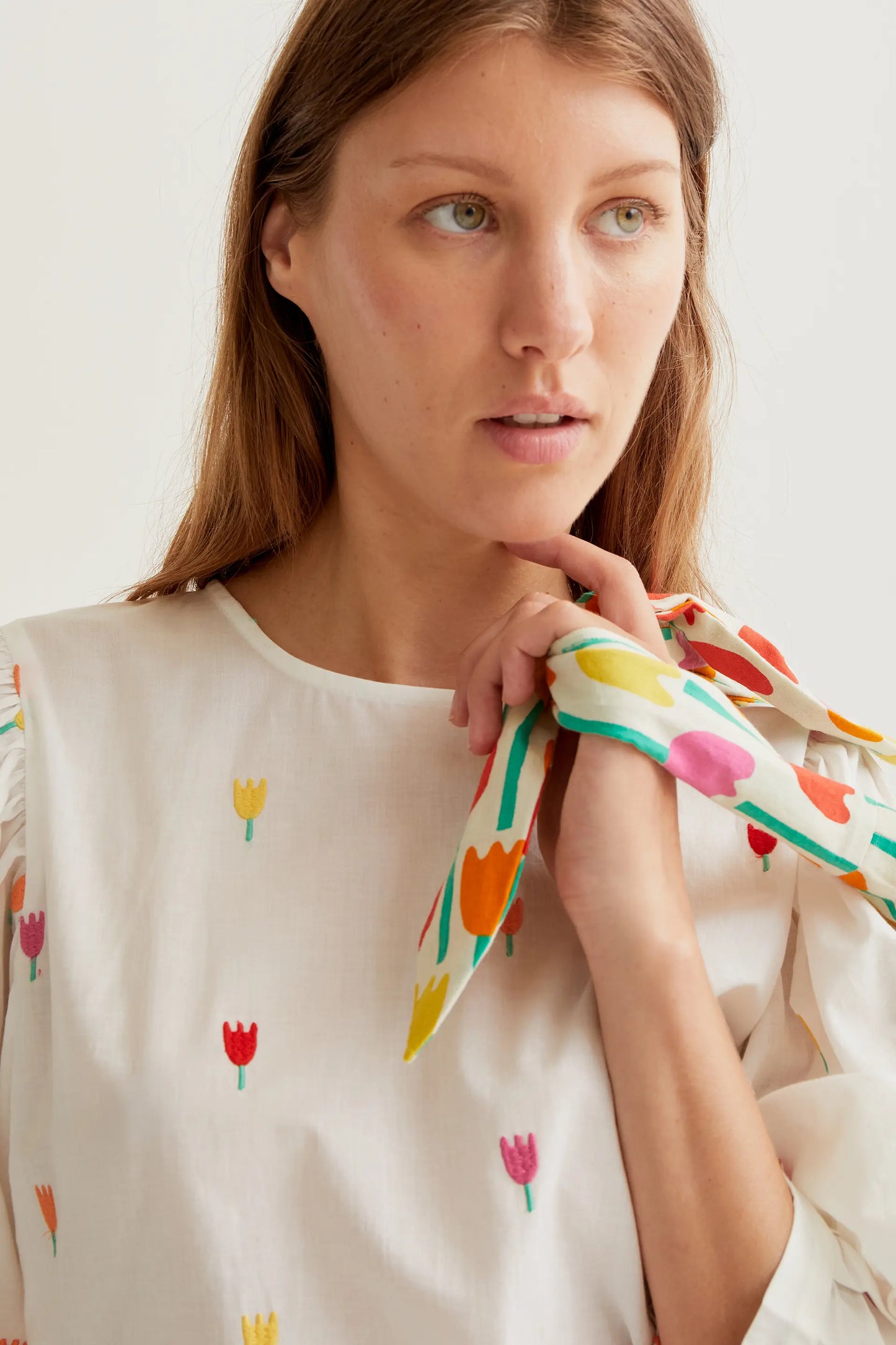Top 100% cotone con stampa Multi Tulip