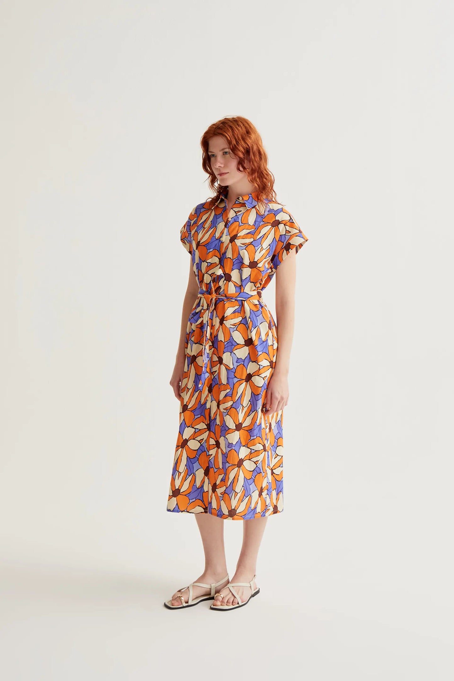 Abito midi con stampa calendula