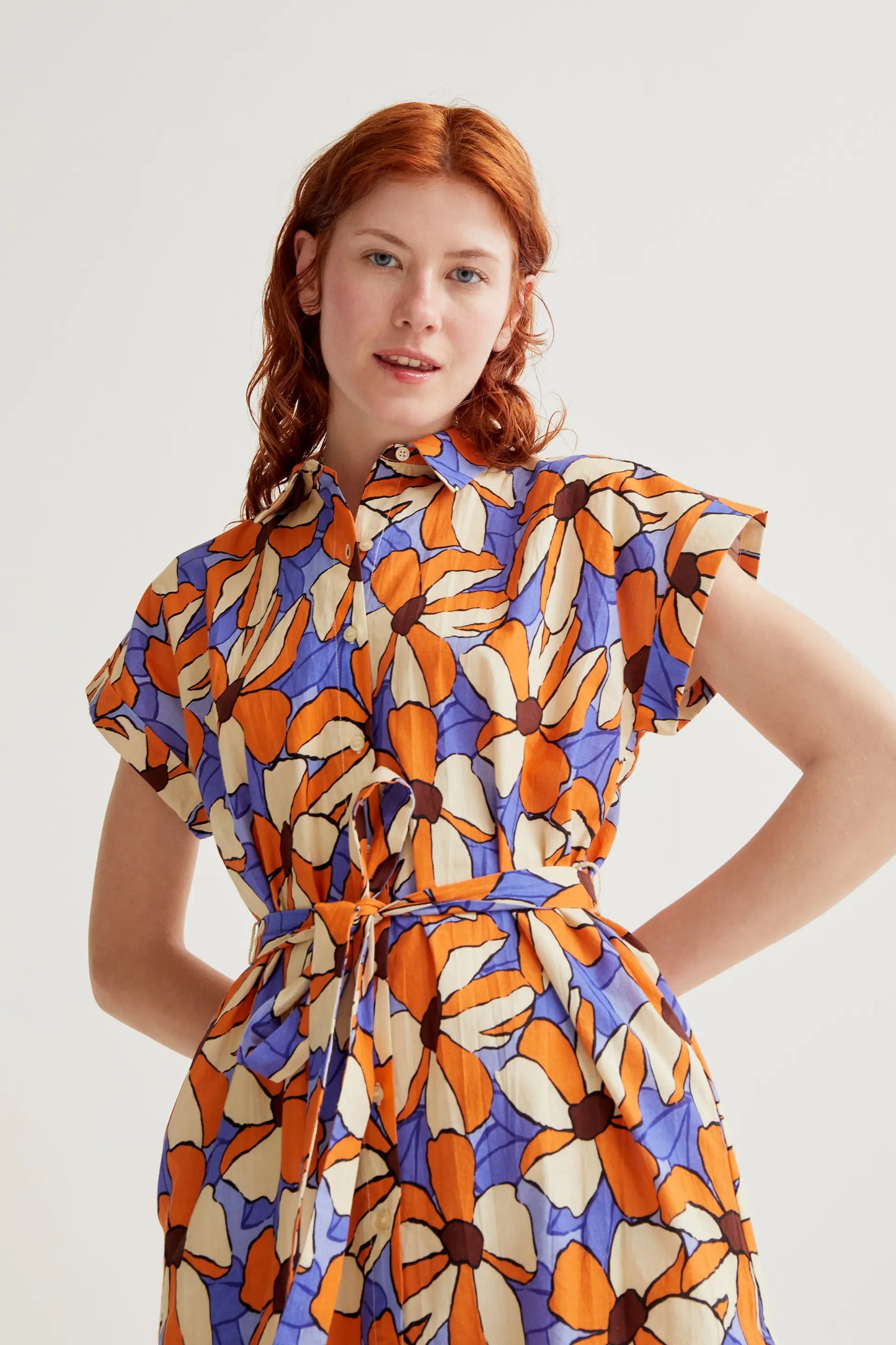 Abito midi con stampa calendula