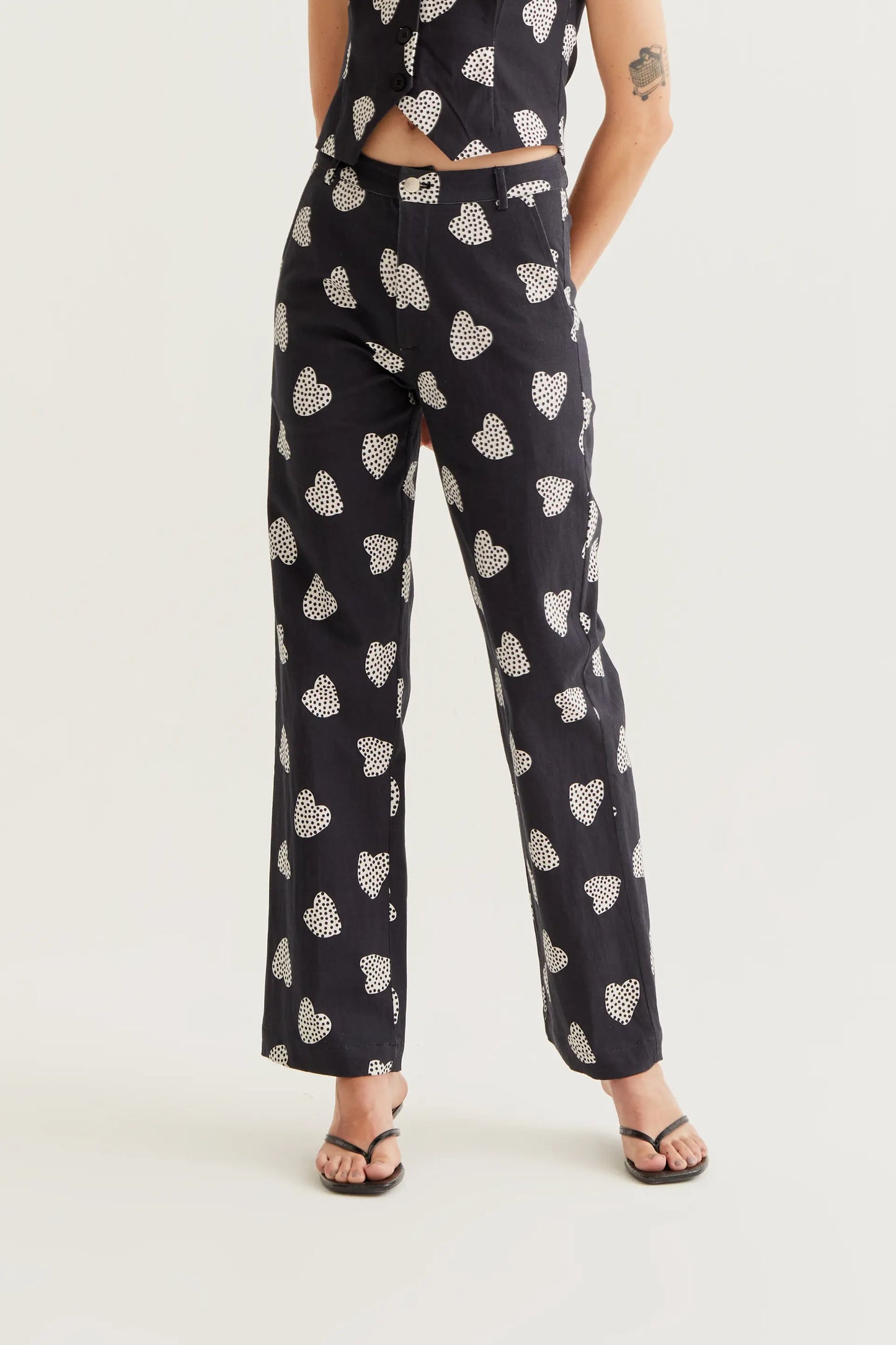 Pantaloni Harmony con stampa nera