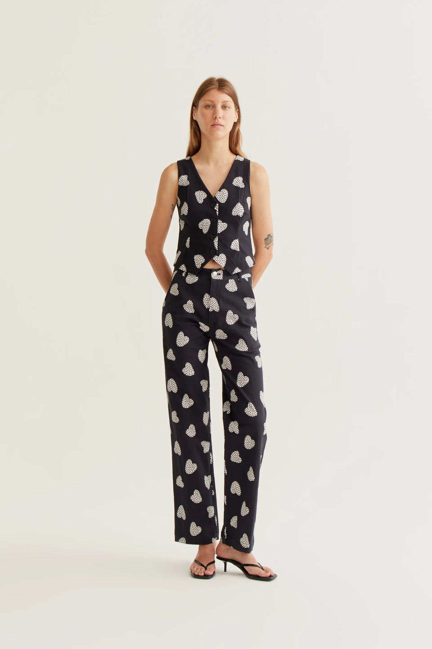 Pantaloni Harmony con stampa nera