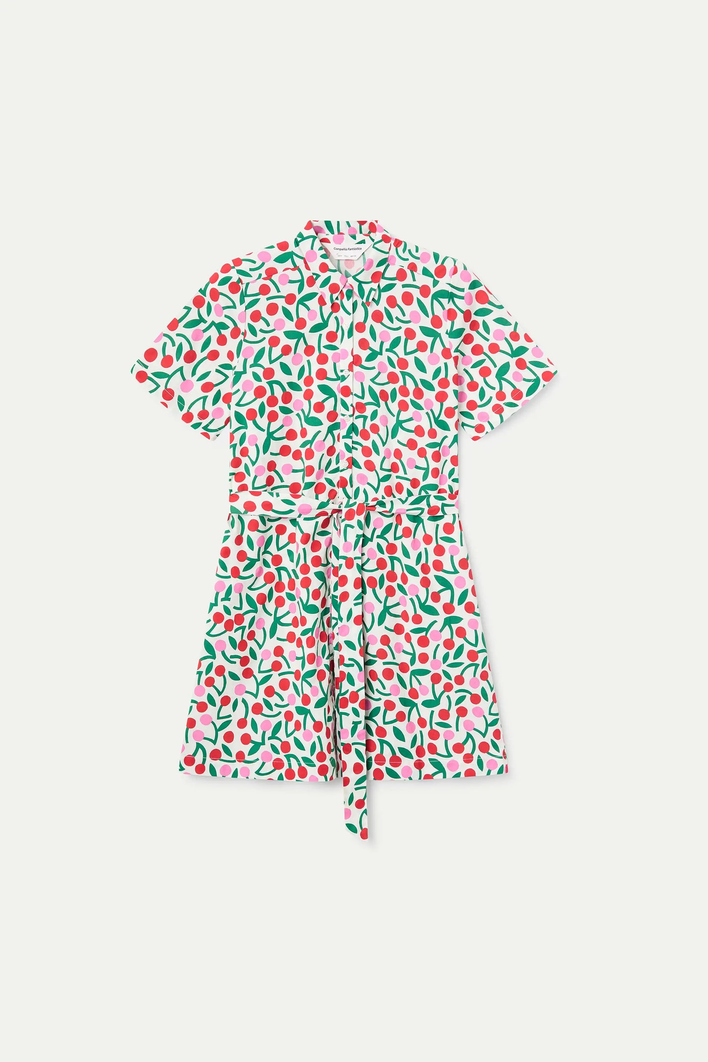 Vestido corto con estampado Guinda
