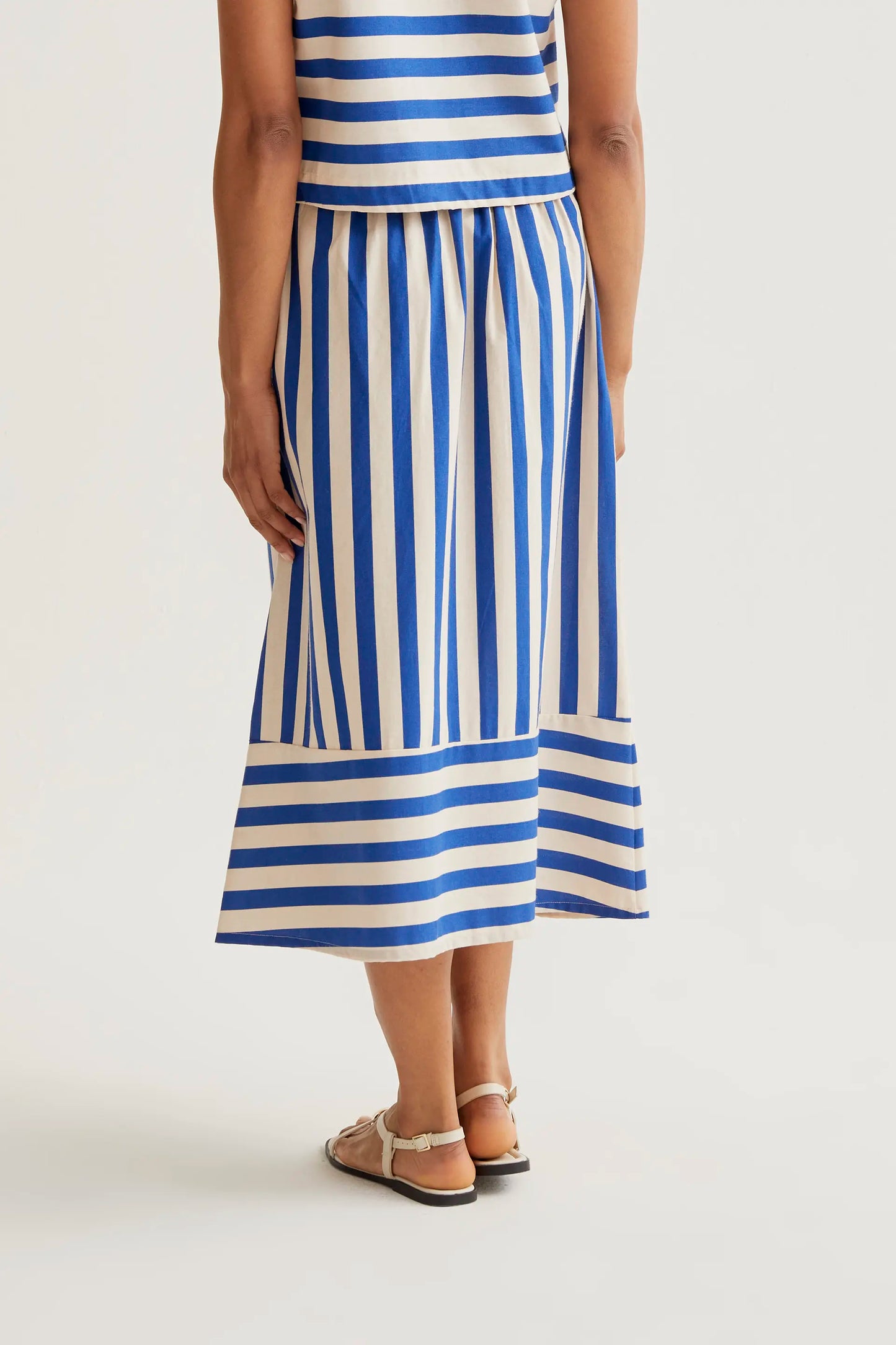 Gonna midi con stampa Bamboo Blue