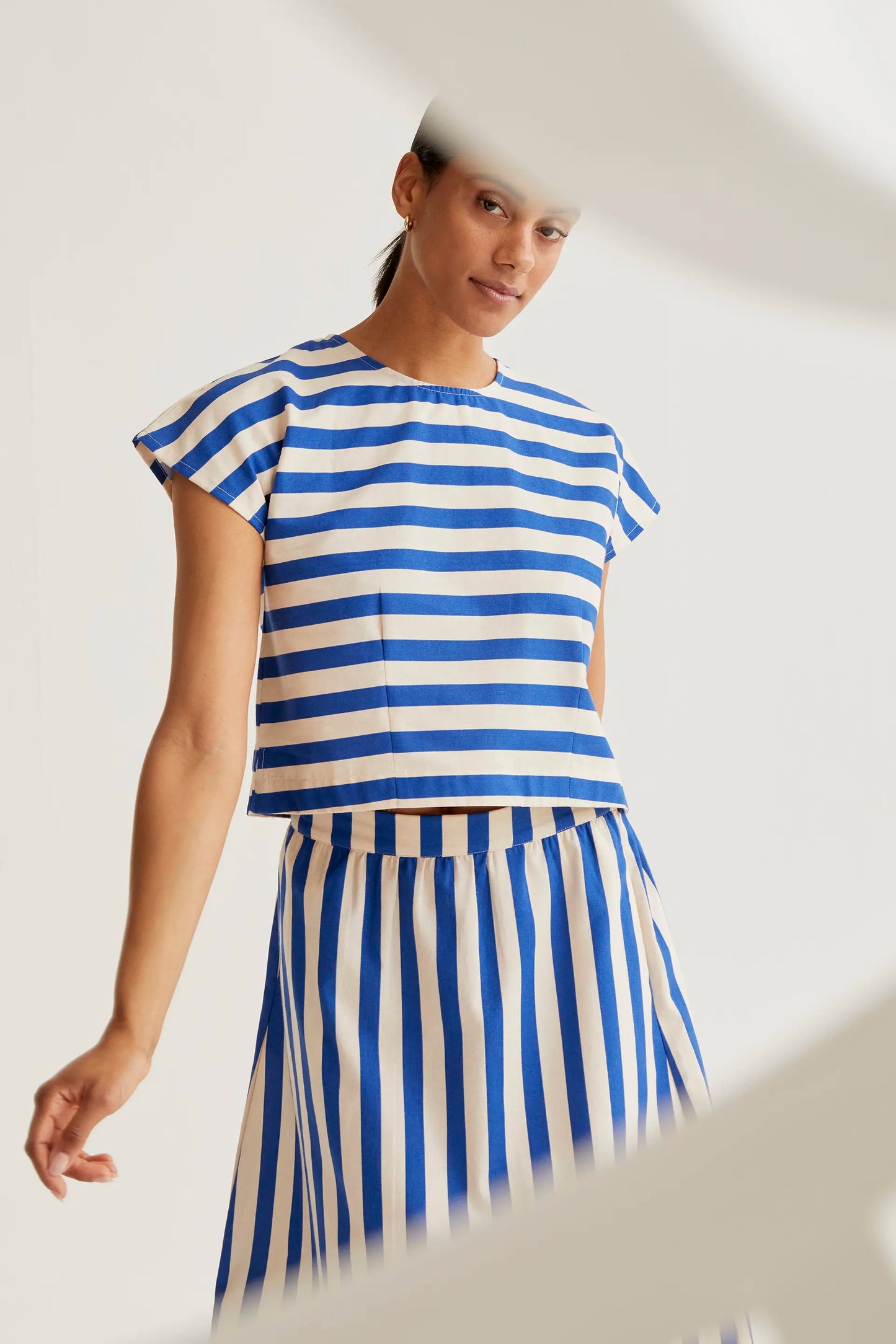 Gonna midi con stampa Bamboo Blue